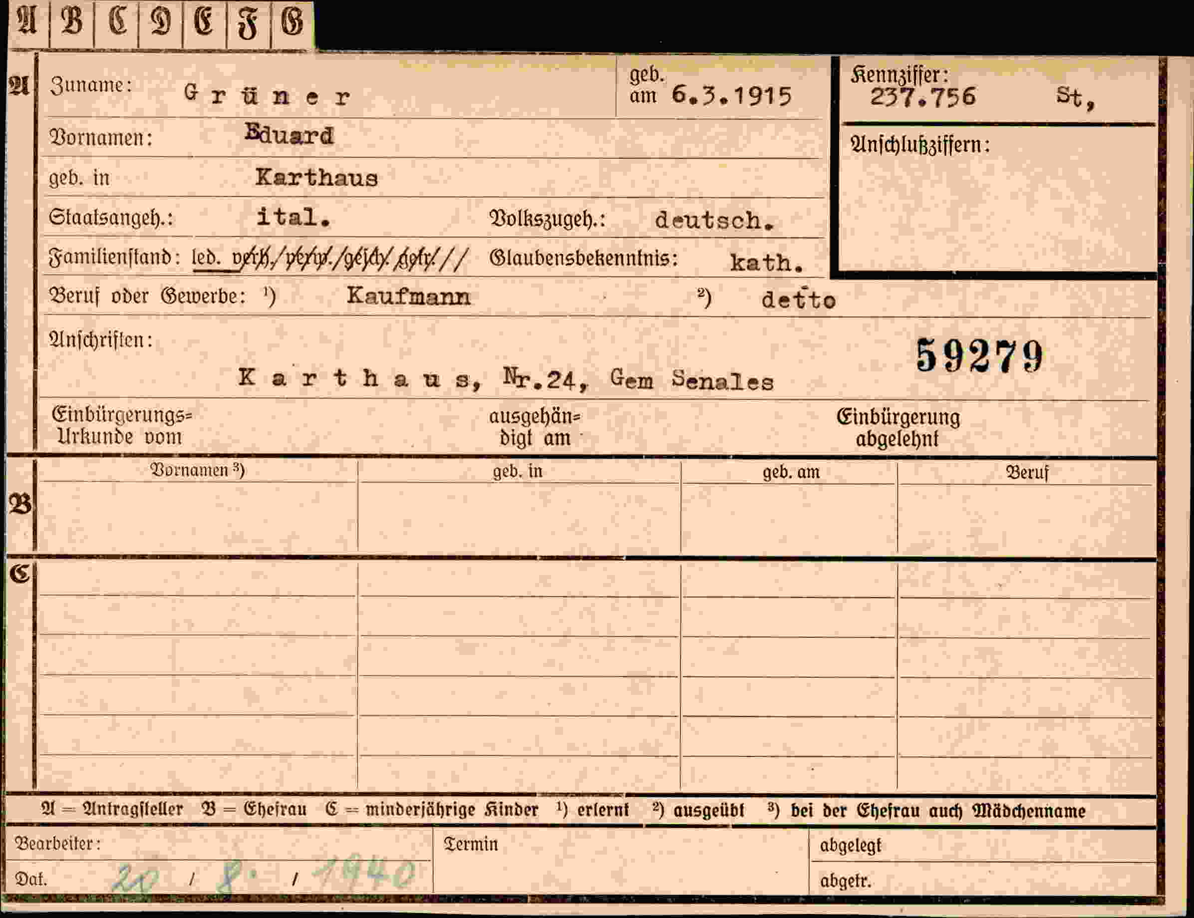 Dokument für Eduard Grüner