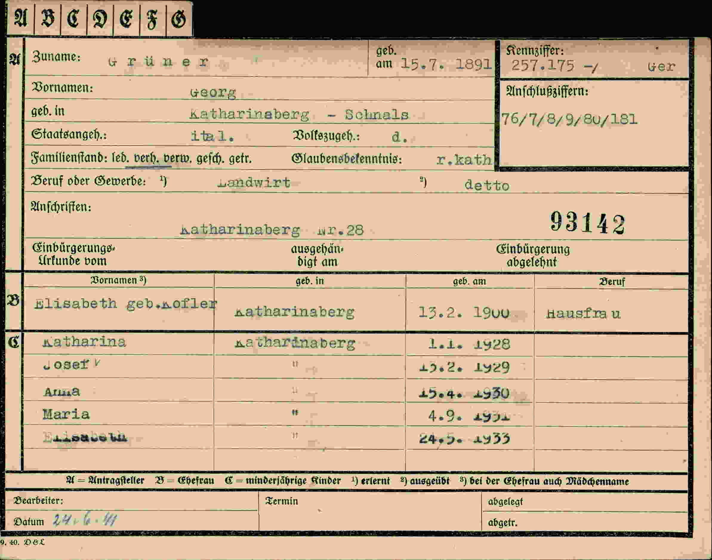 Dokument für Georg Grüner