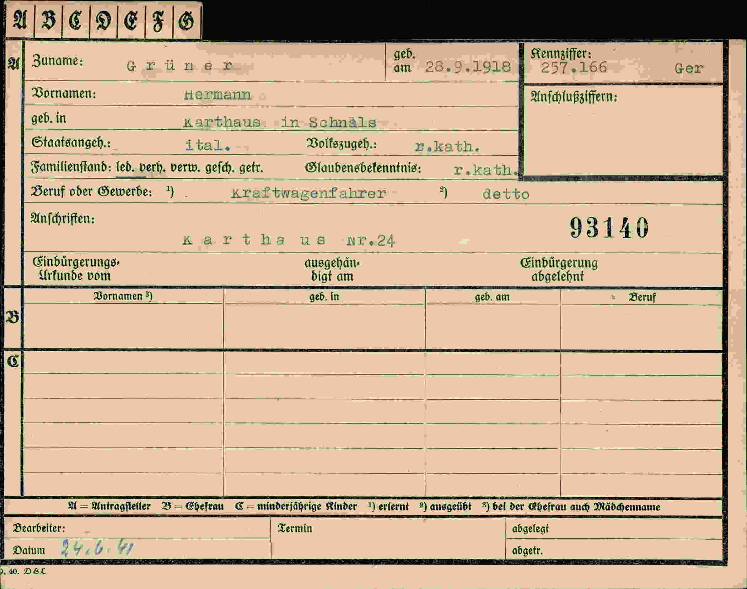 Dokument für Hermann Grüner