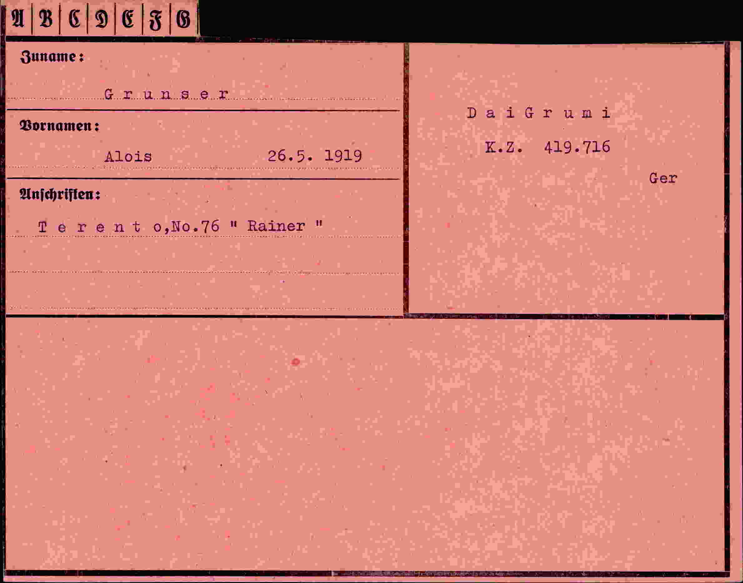 Vorderseite des Dokuments