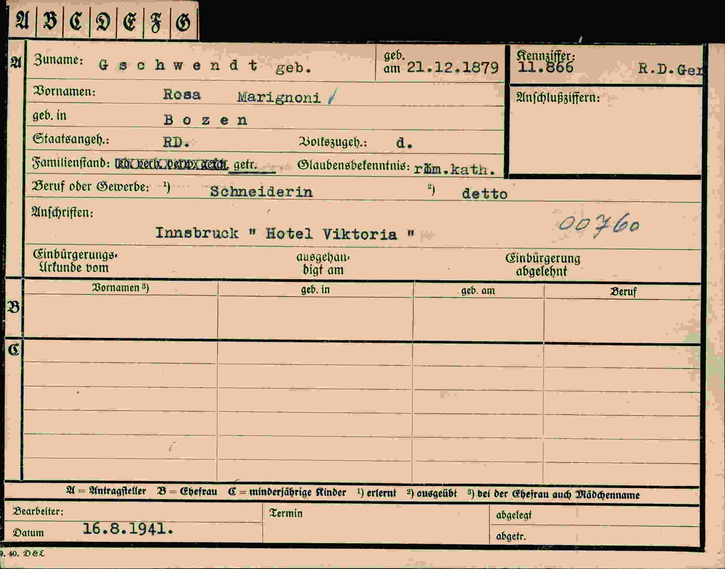 Vorderseite des Dokuments