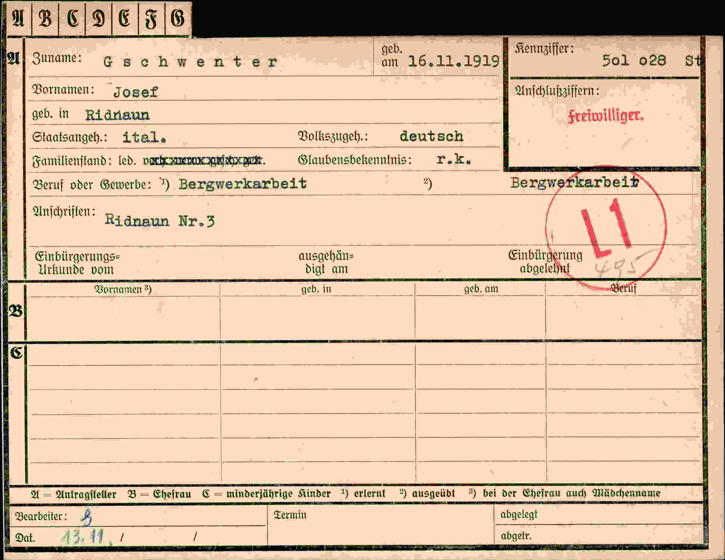 Vorderseite des Dokuments