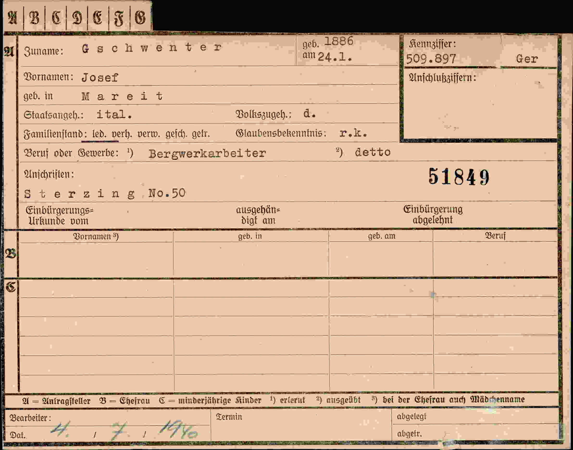 Dokument für Josef Gschwenter