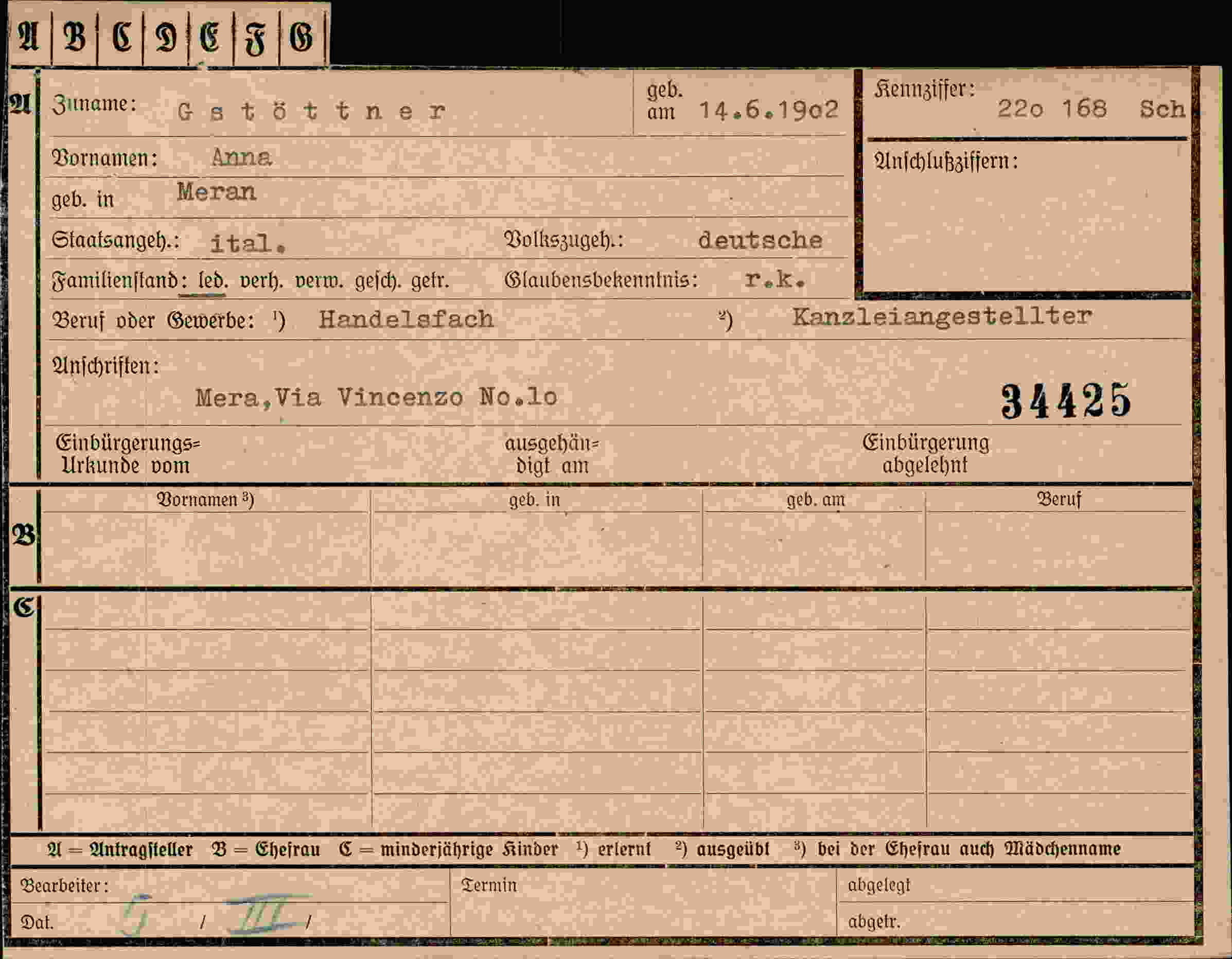 Dokument für Anna Gstöttner