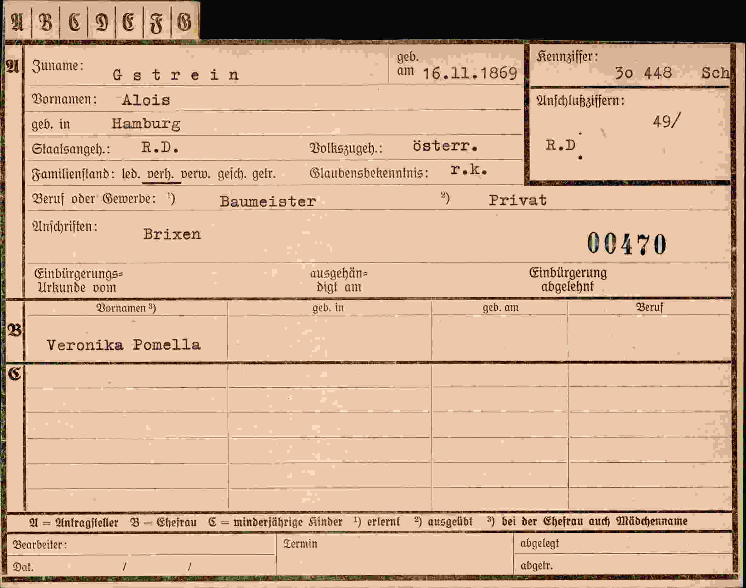 Dokument für Alois Gstrein