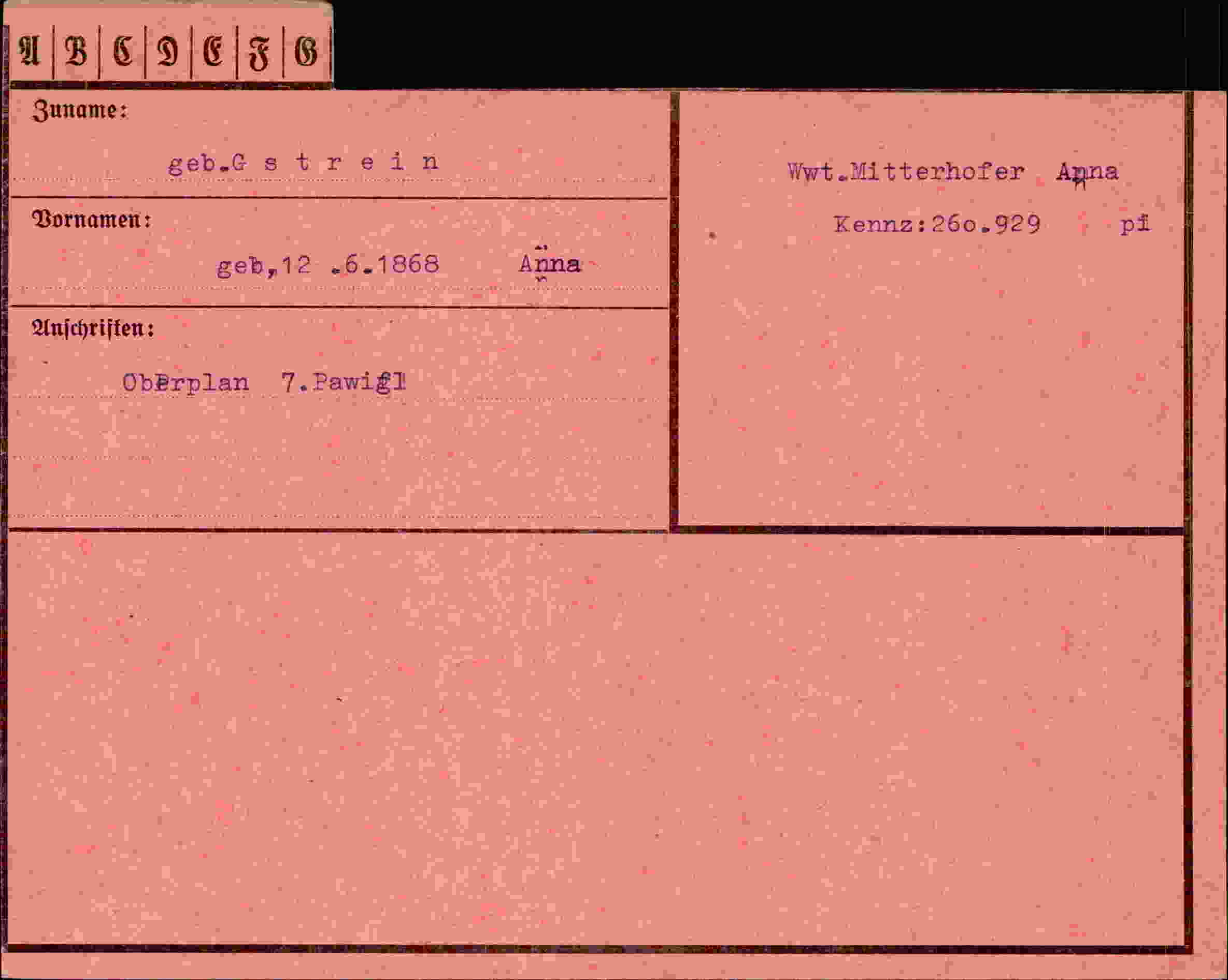 Vorderseite des Dokuments