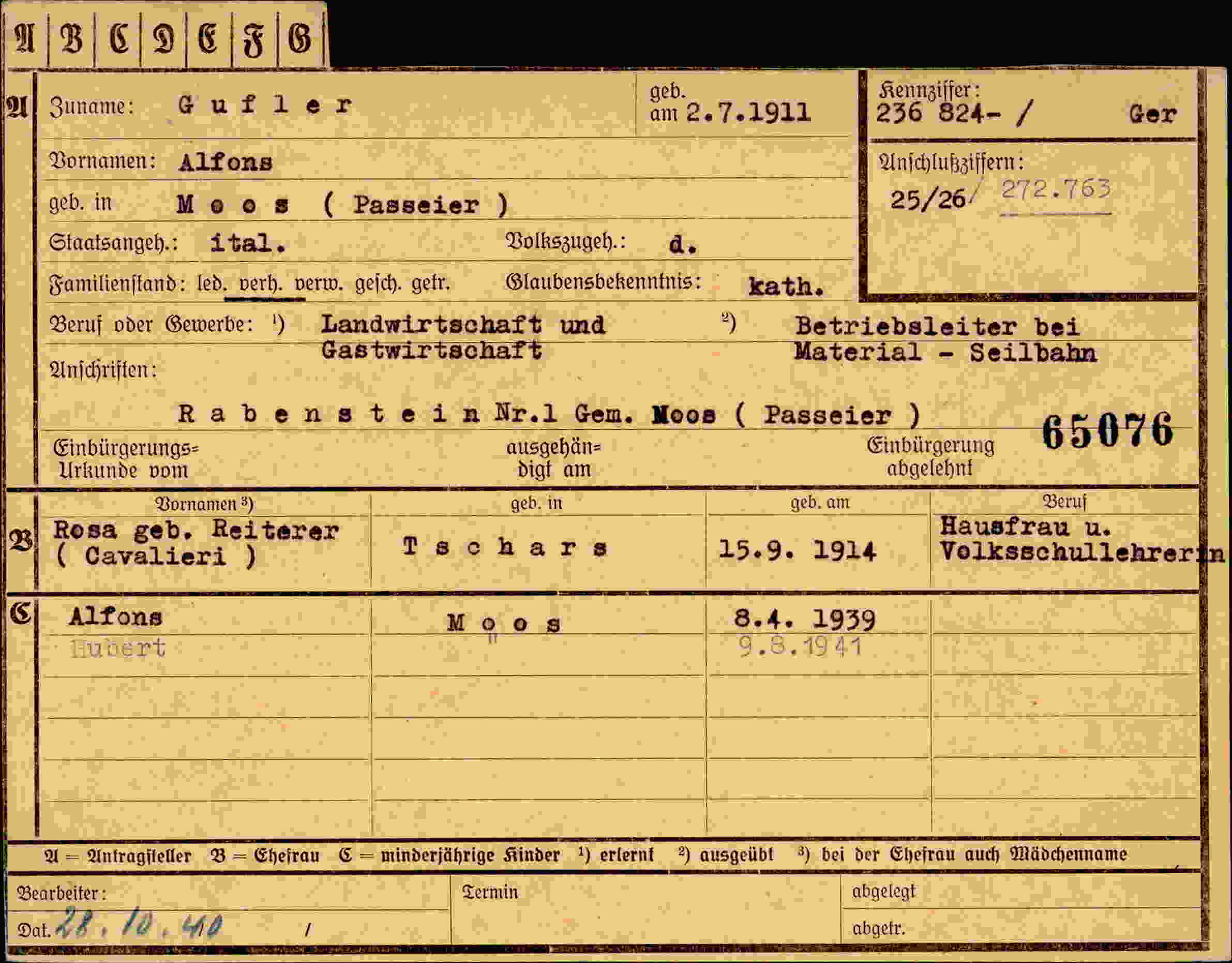 Dokument für Alfred Gufler