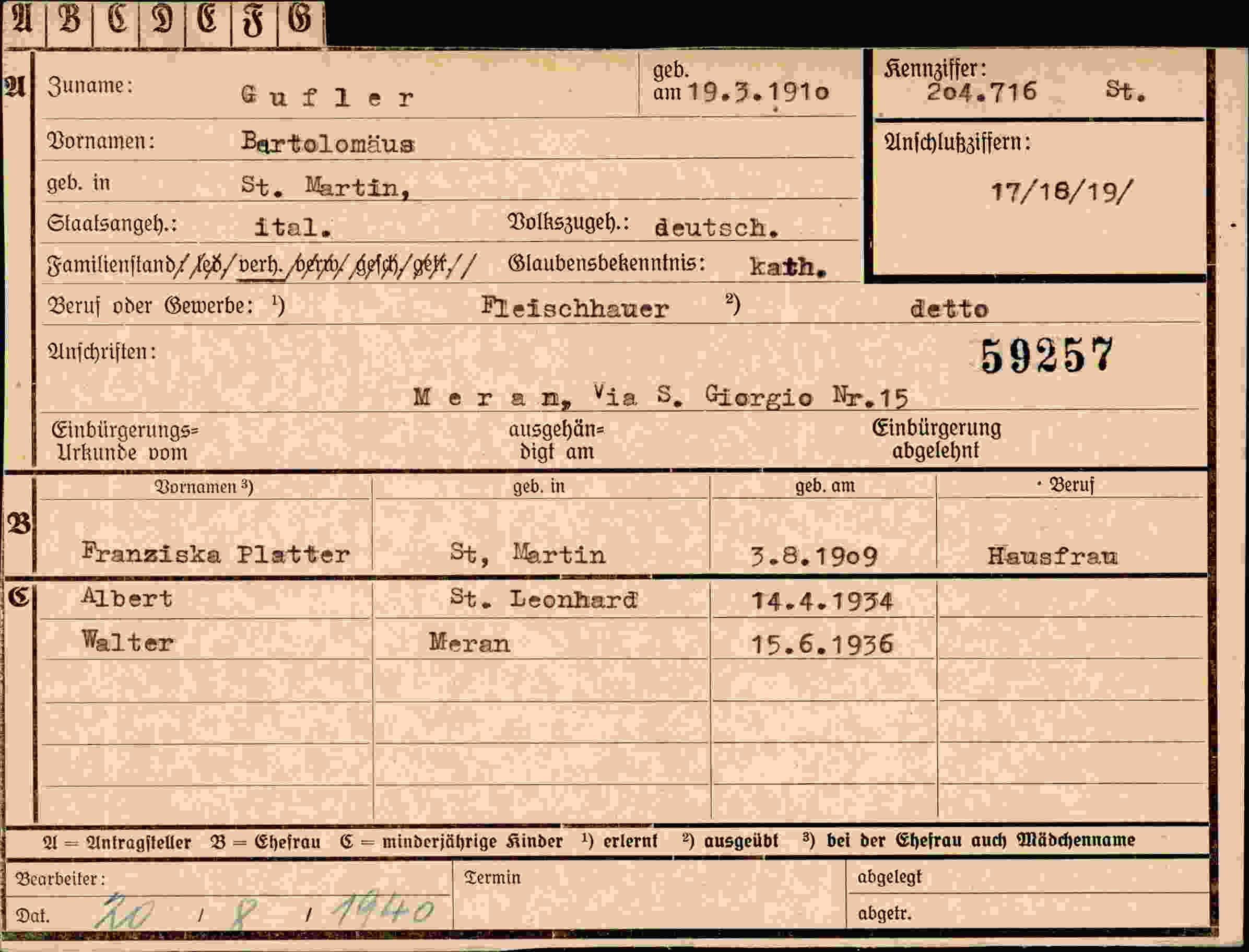 Dokument für Bartolomäus Gufler
