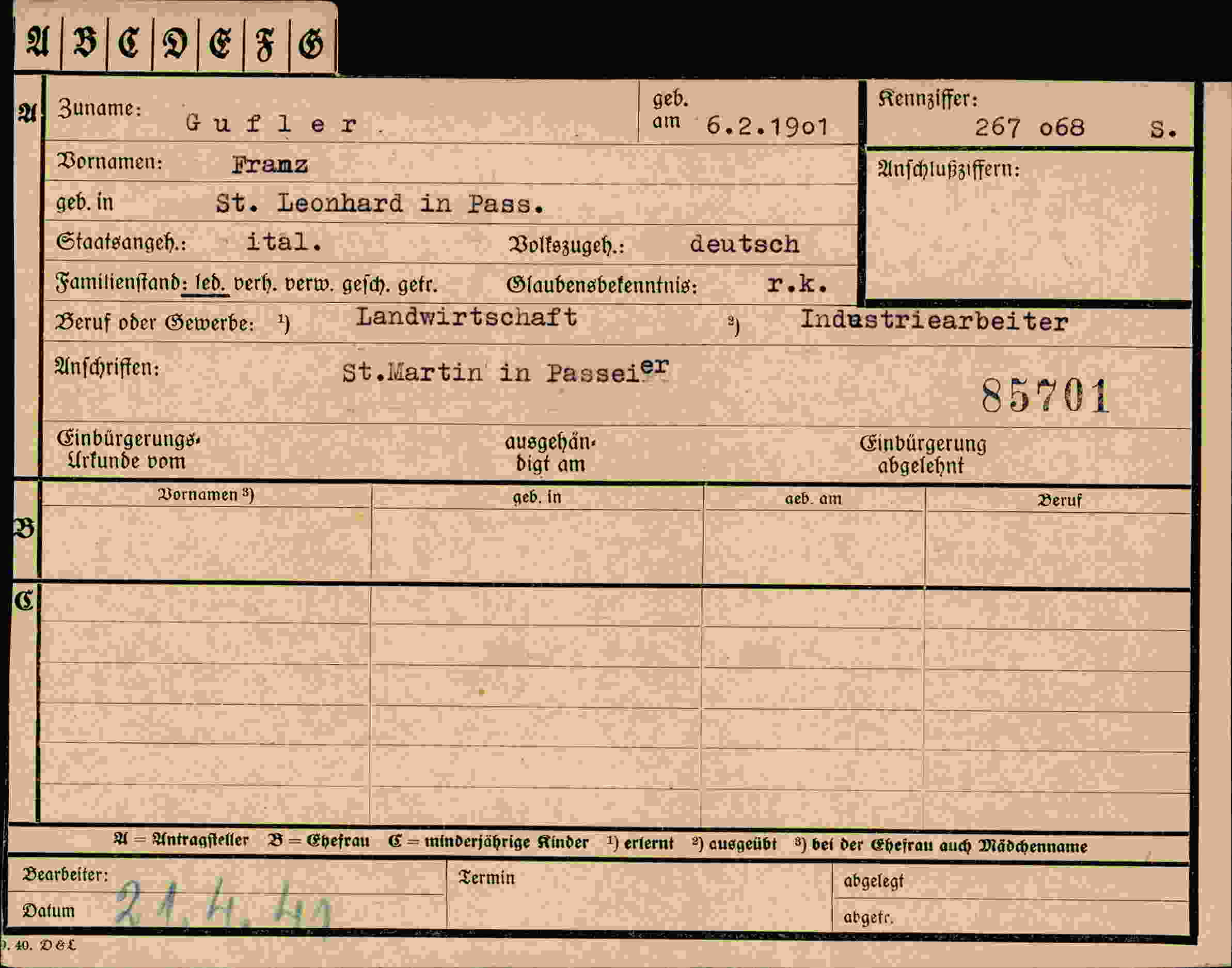 Dokument für Franz Gufler