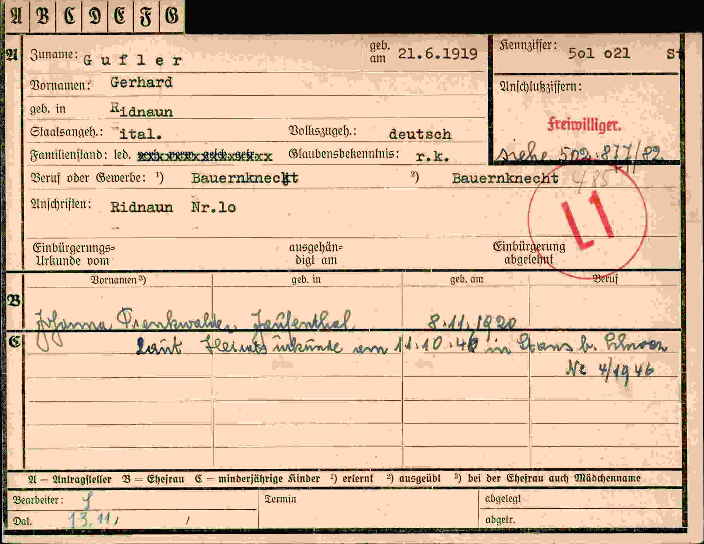 Dokument für Gerhard Gufler