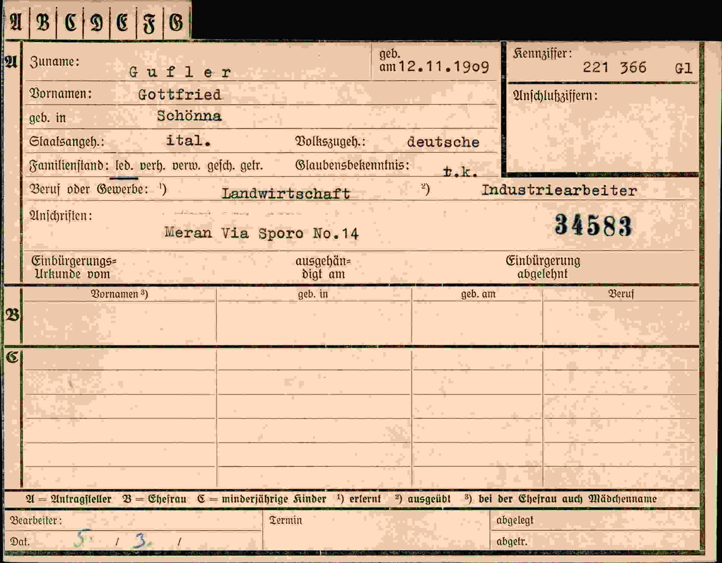 Vorderseite des Dokuments