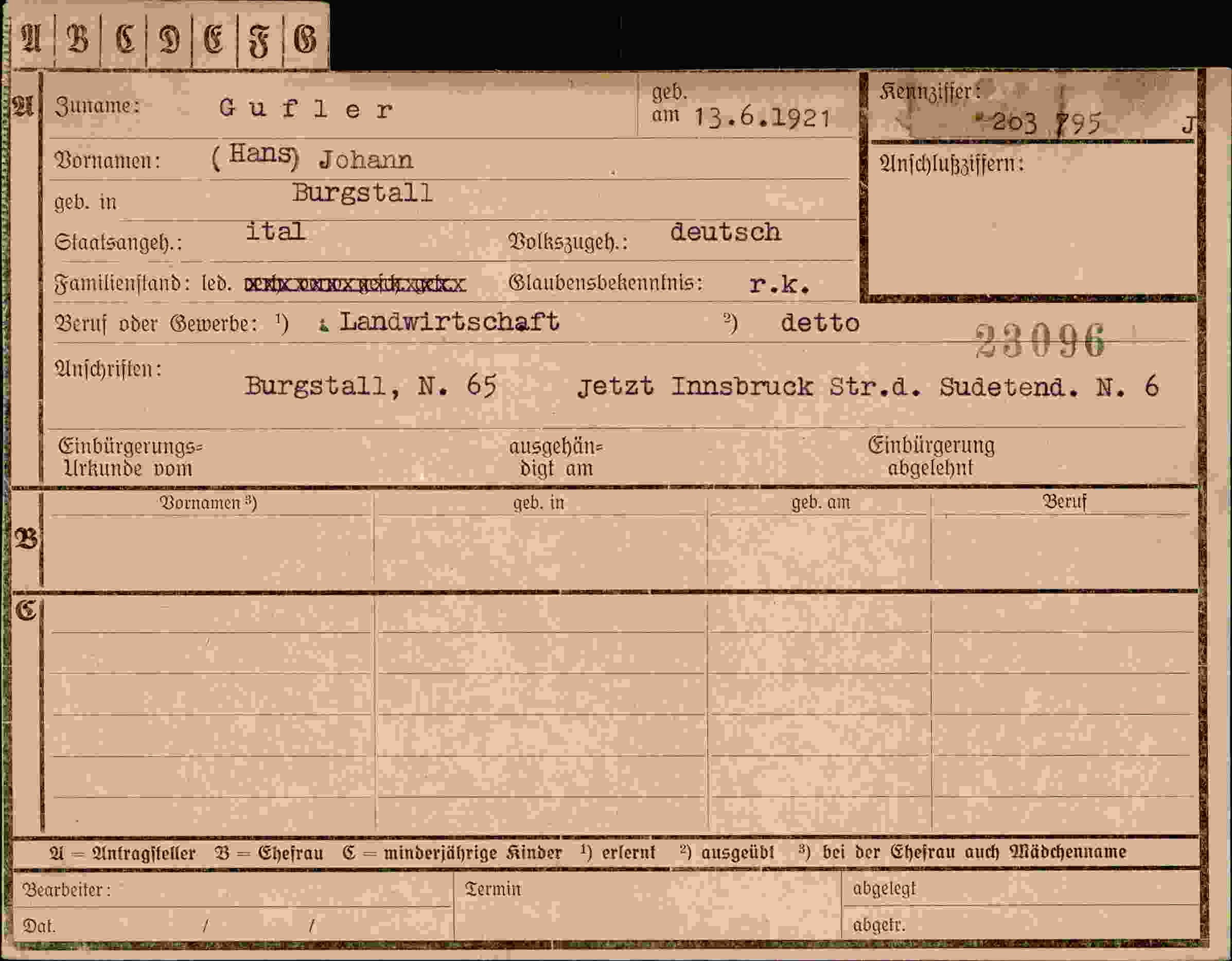 Vorderseite des Dokuments