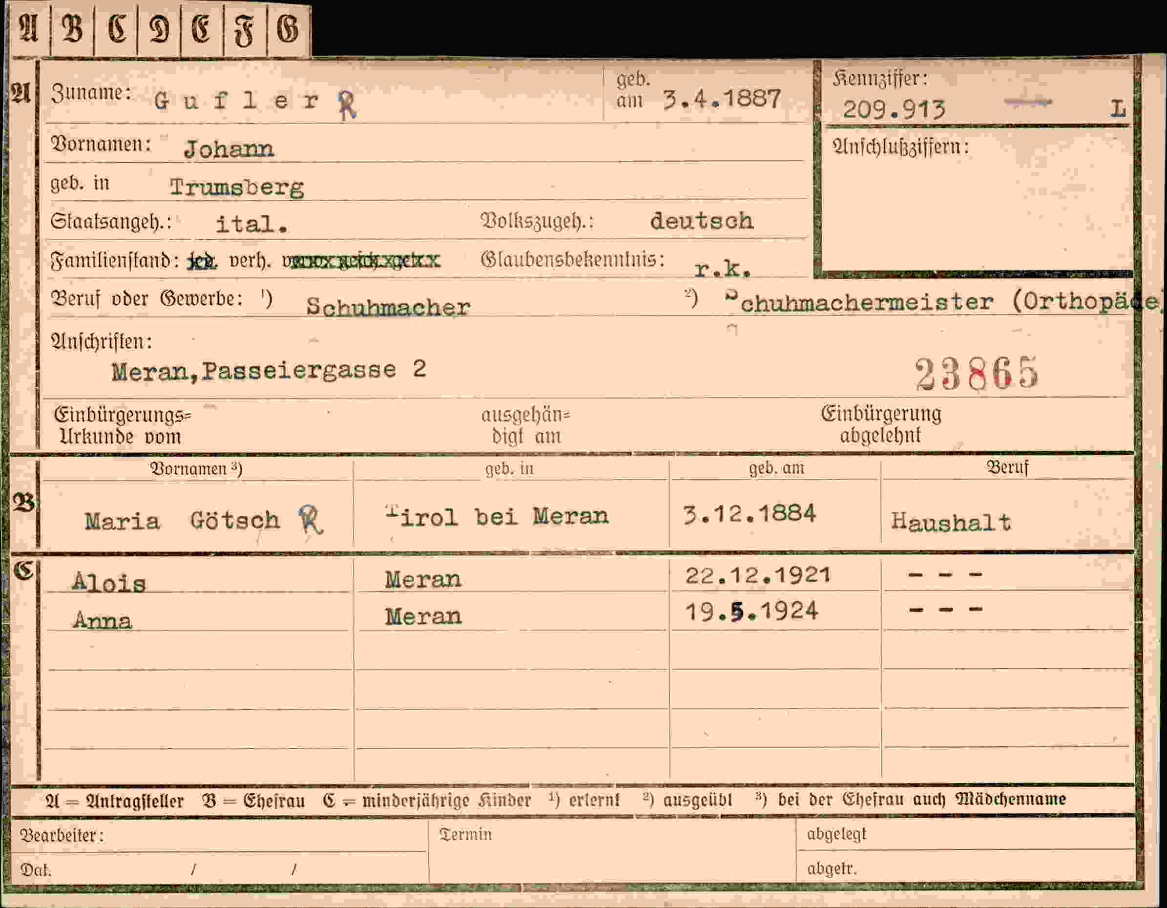 Vorderseite des Dokuments