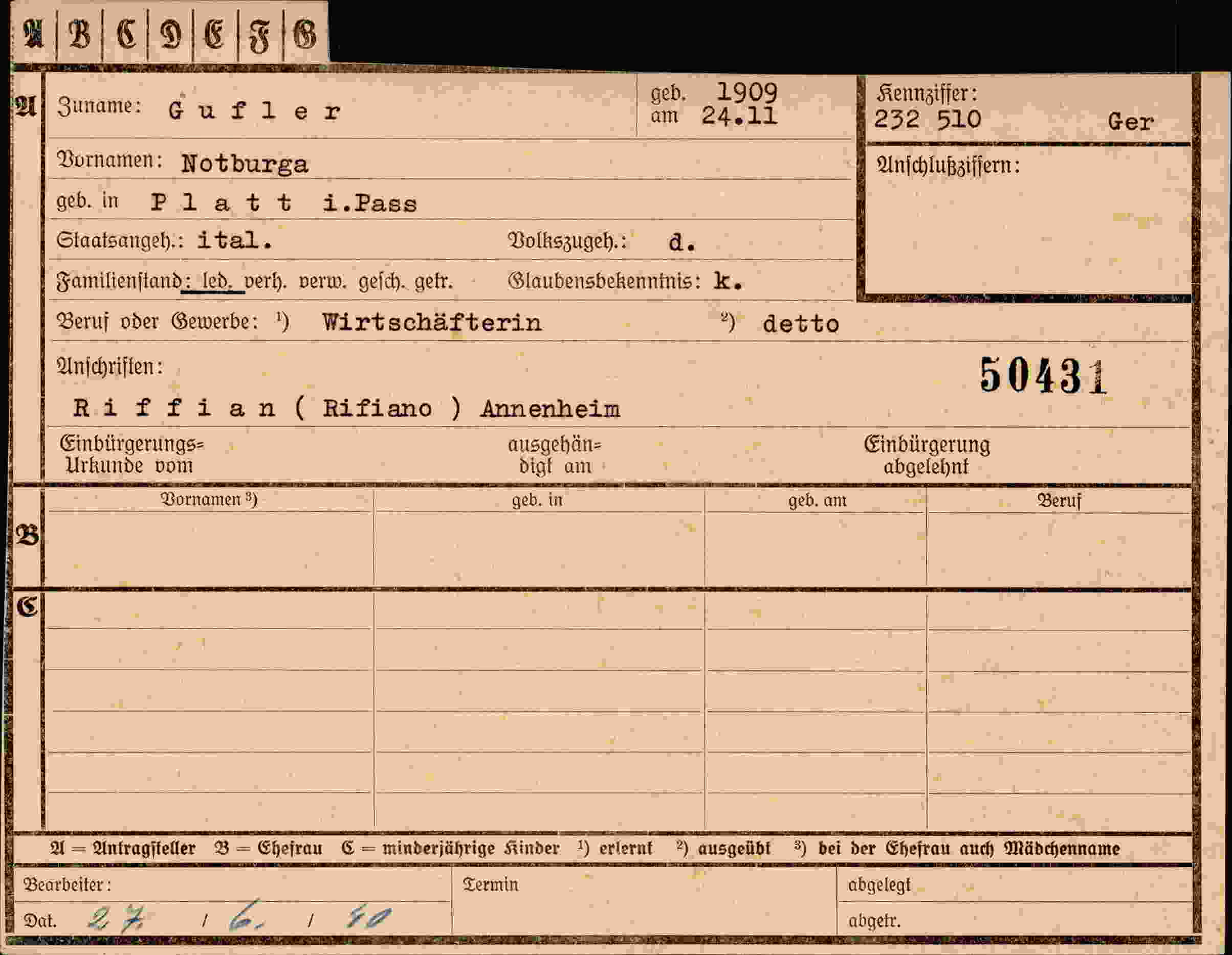 Dokument für Notburga Gufler