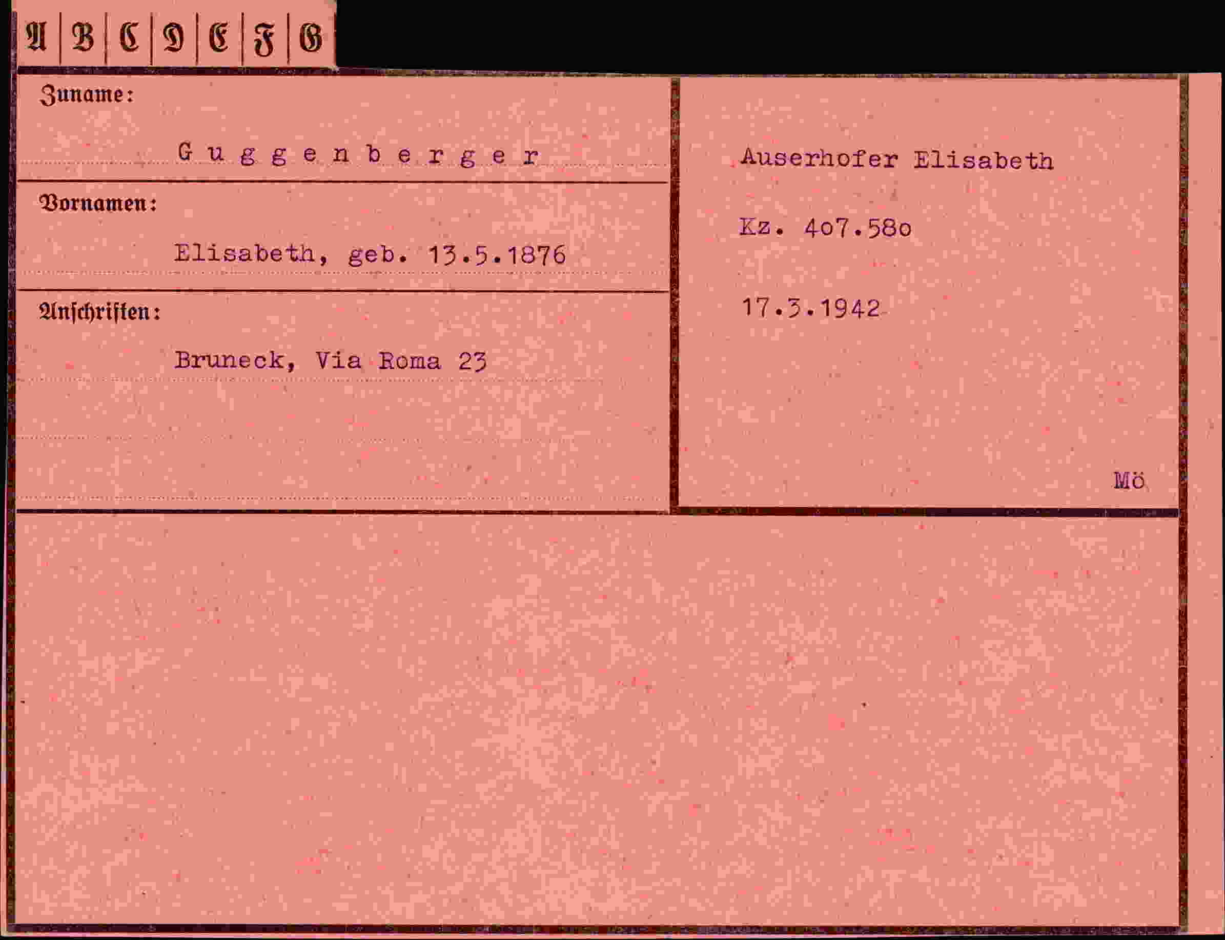 Vorderseite des Dokuments