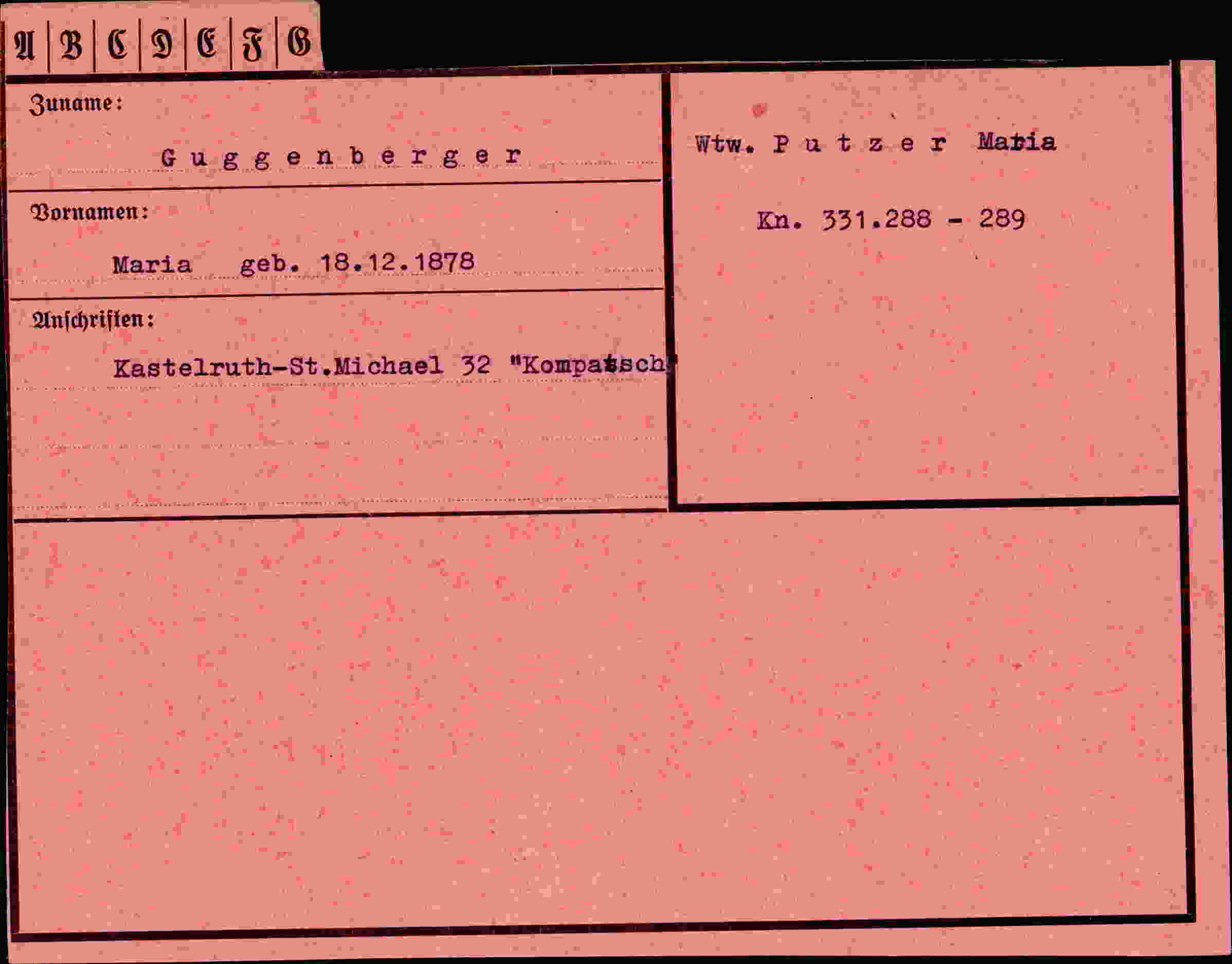Vorderseite des Dokuments