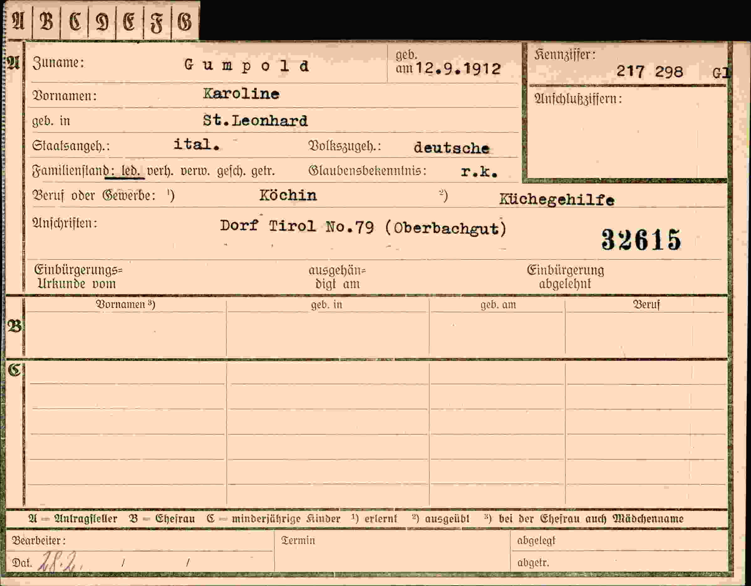 Dokument für Karoline Gumpold