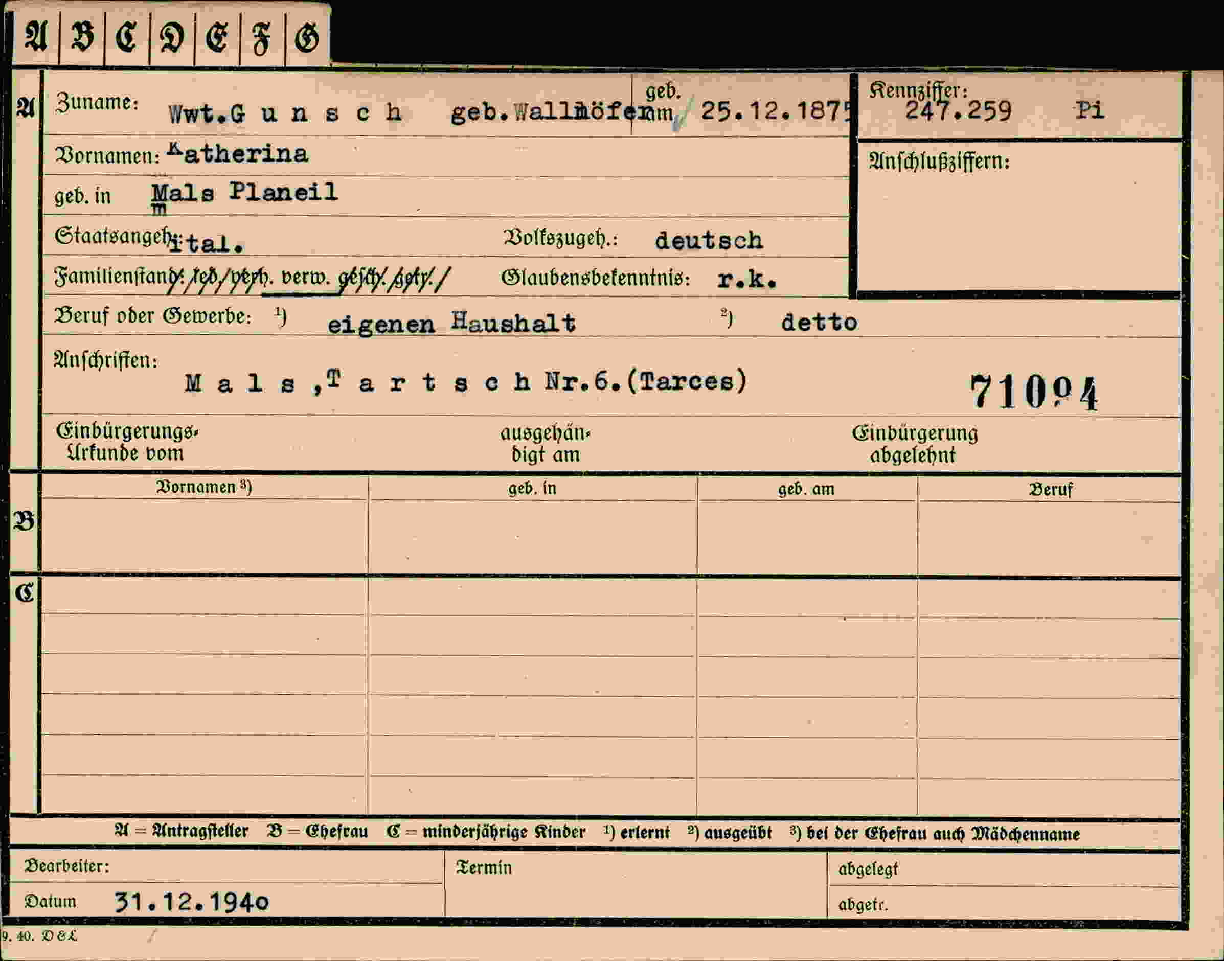 Vorderseite des Dokuments