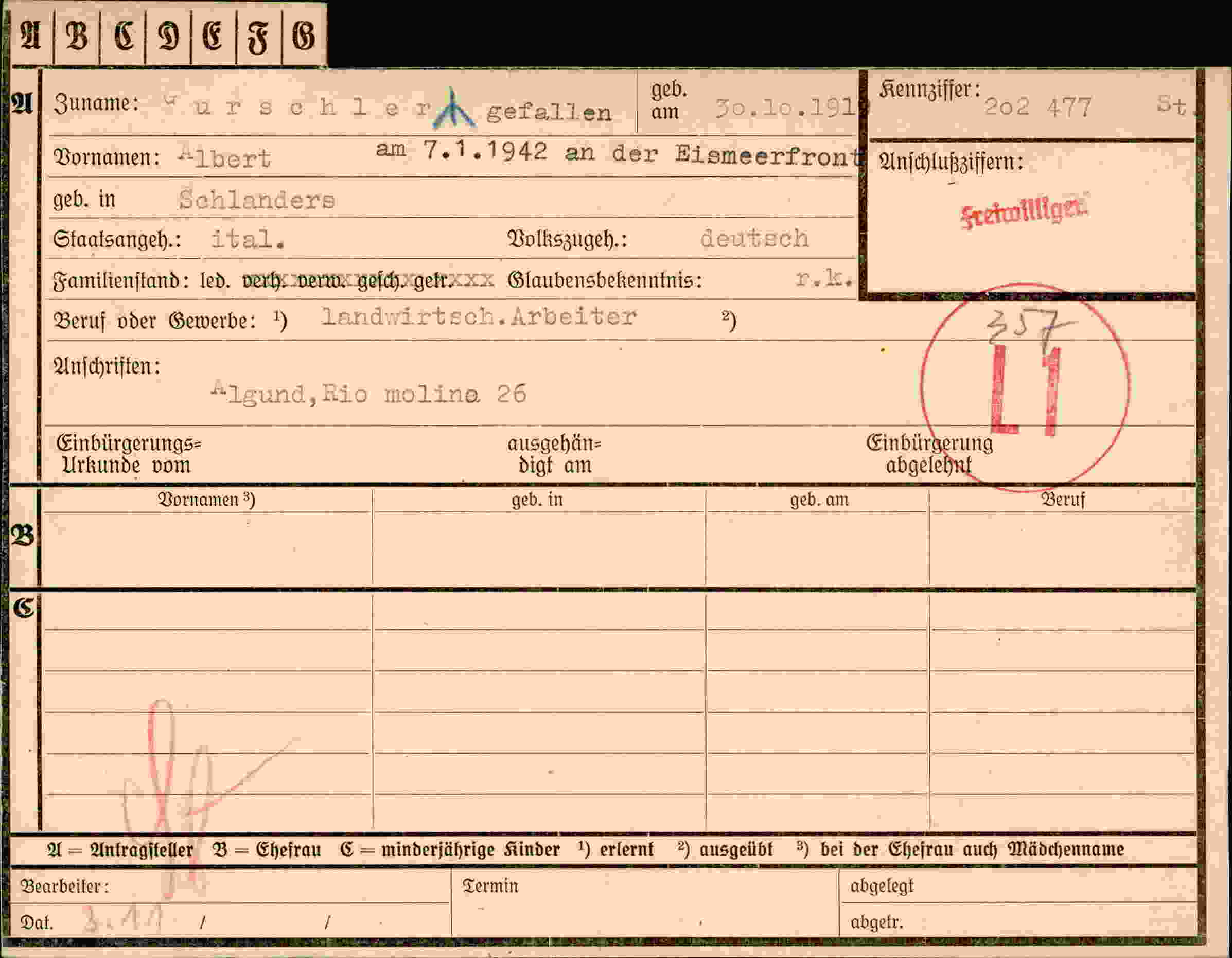 Vorderseite des Dokuments