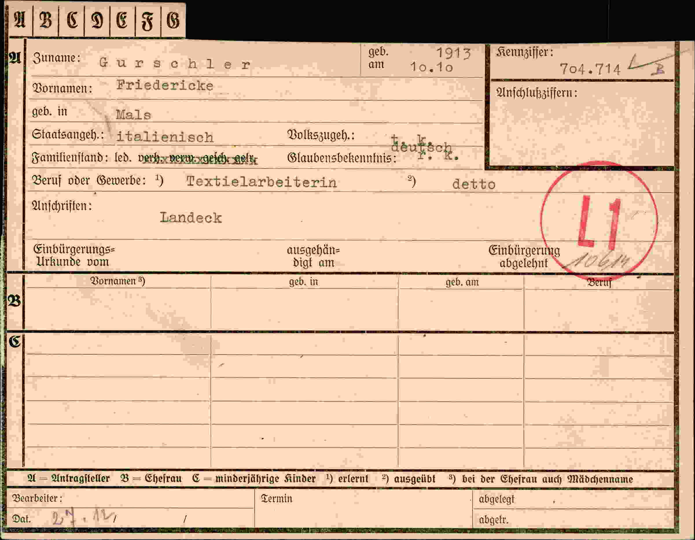 Dokument für Friedericke Gurschler