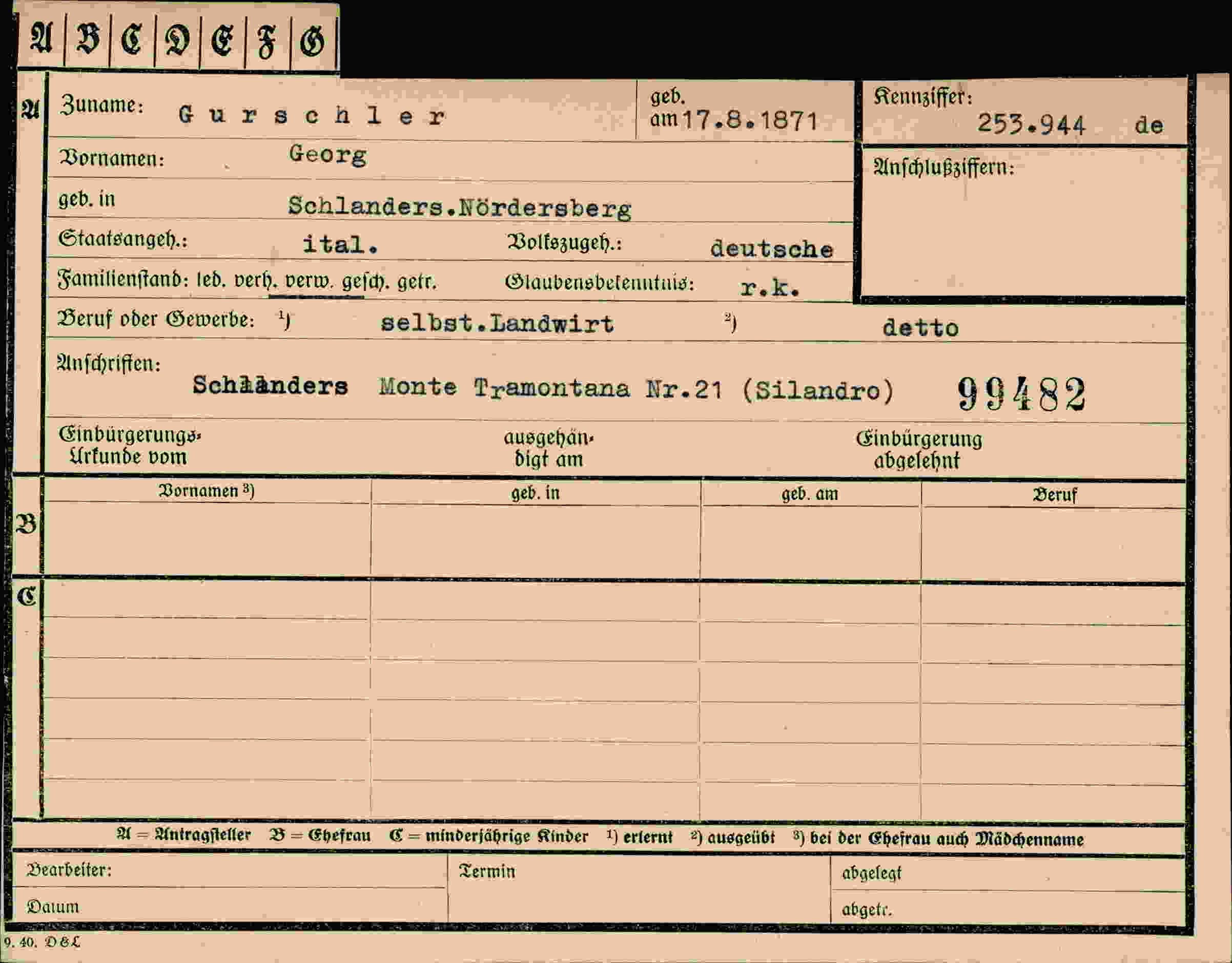 Vorderseite des Dokuments