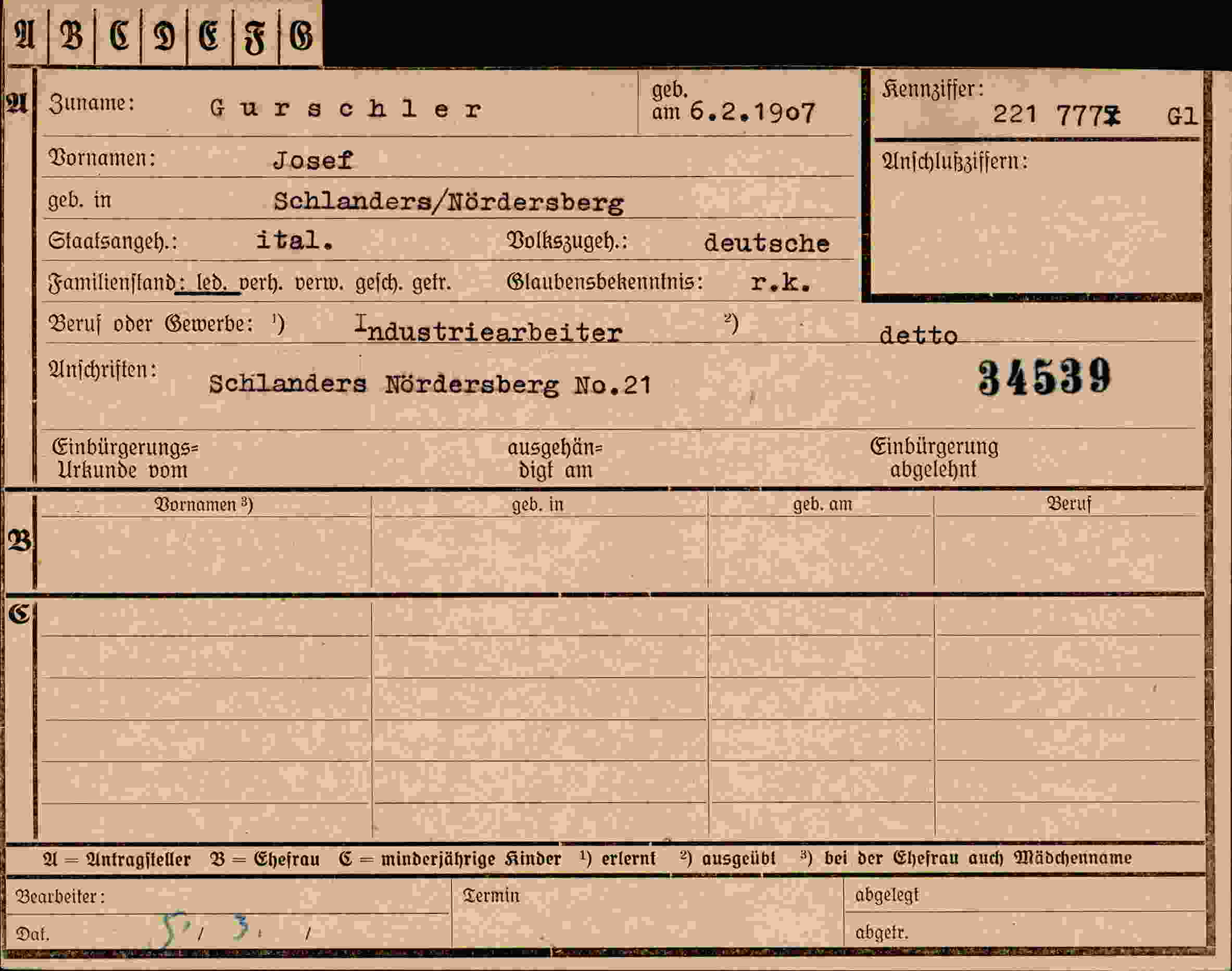 Vorderseite des Dokuments