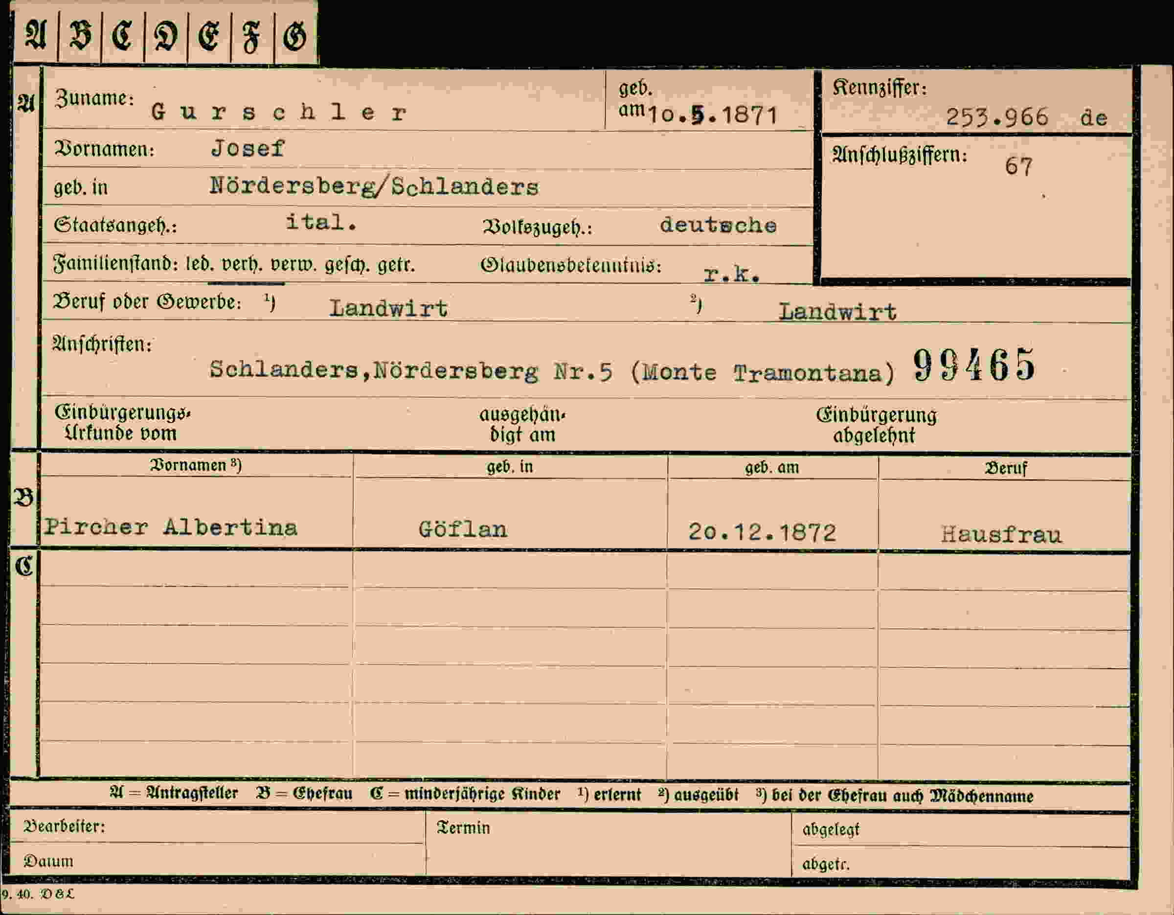 Vorderseite des Dokuments
