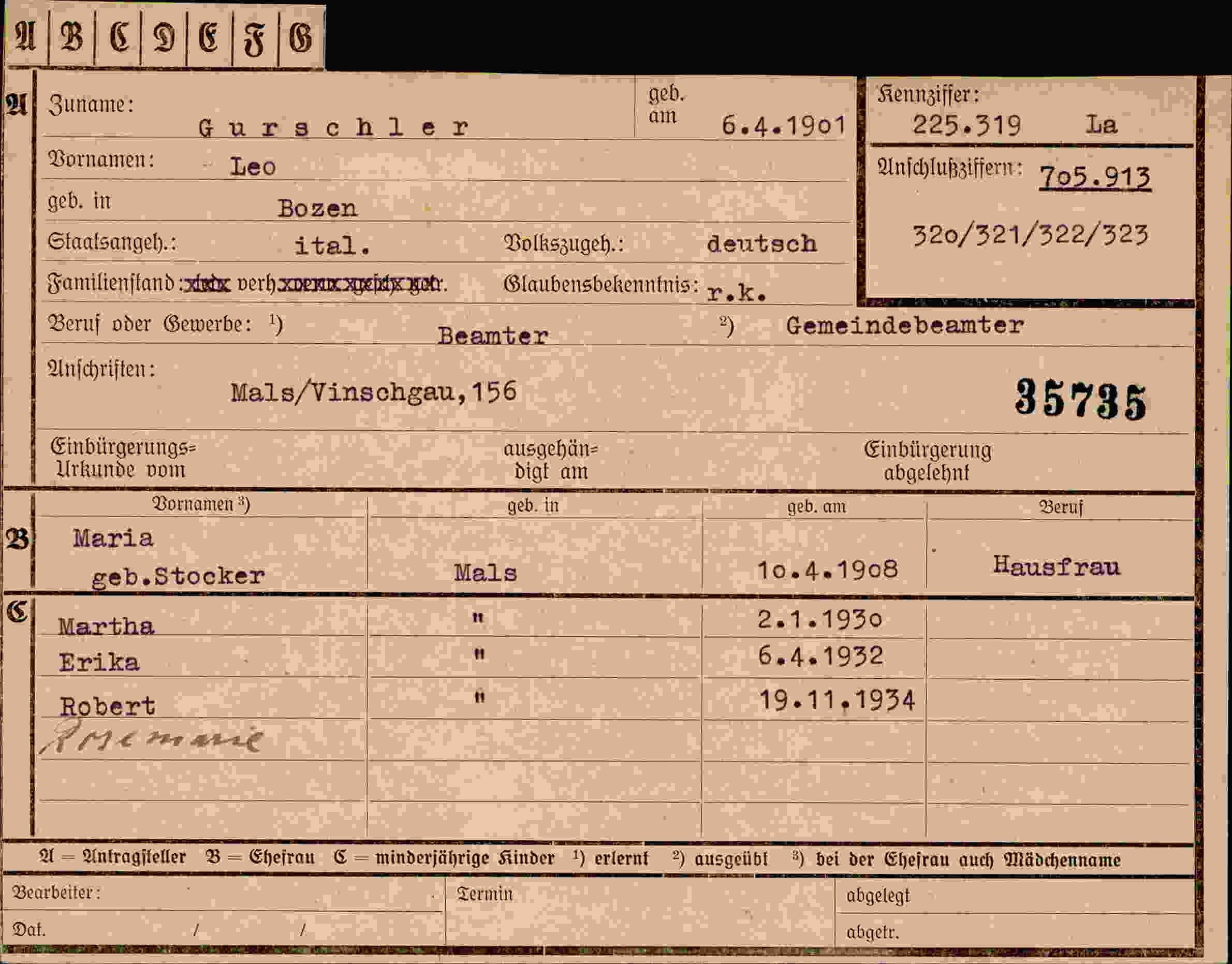 Dokument für Leo Gurschler