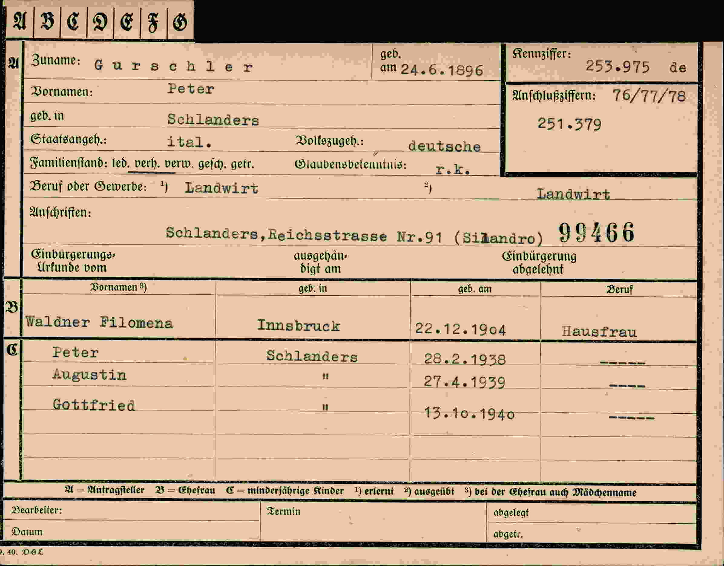 Vorderseite des Dokuments