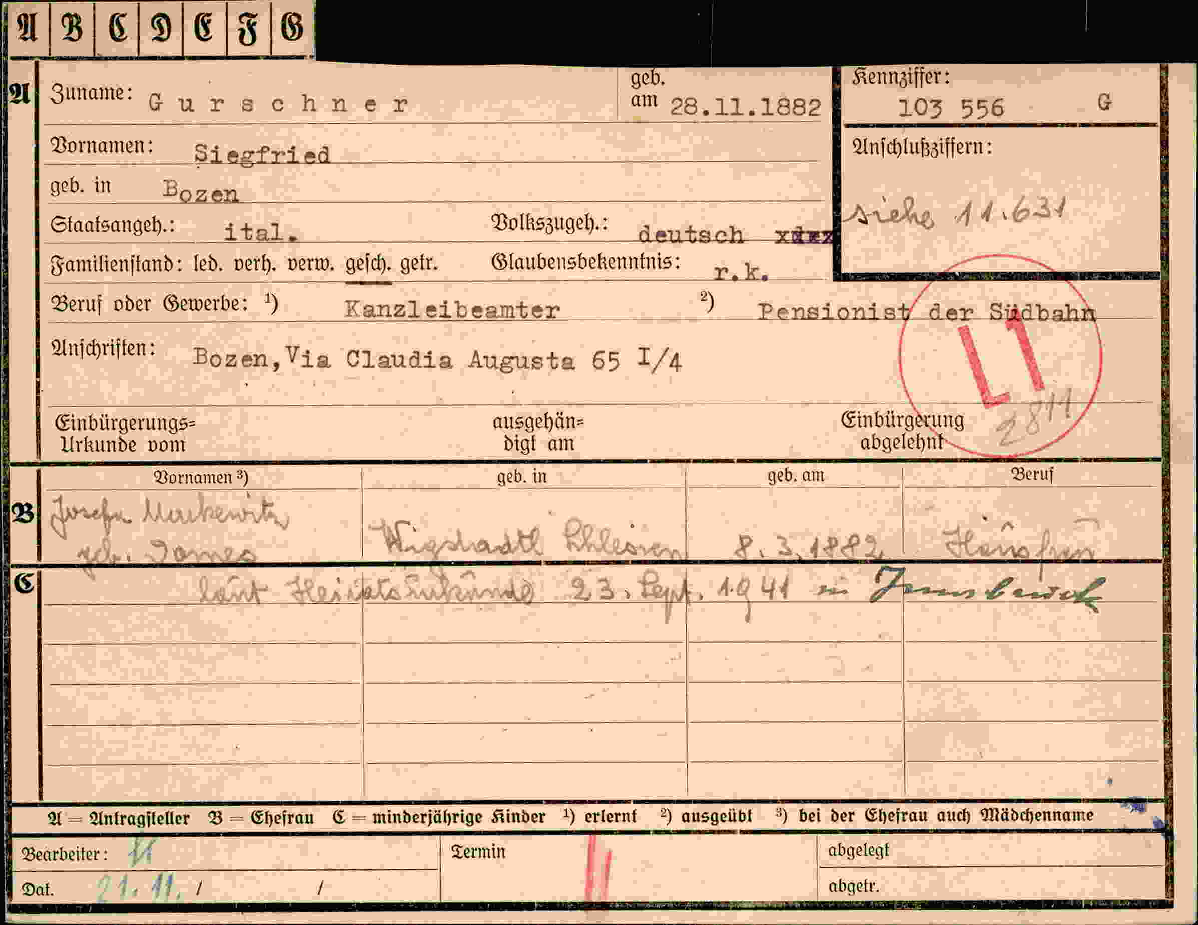 Dokument für Siegfried Gurschner