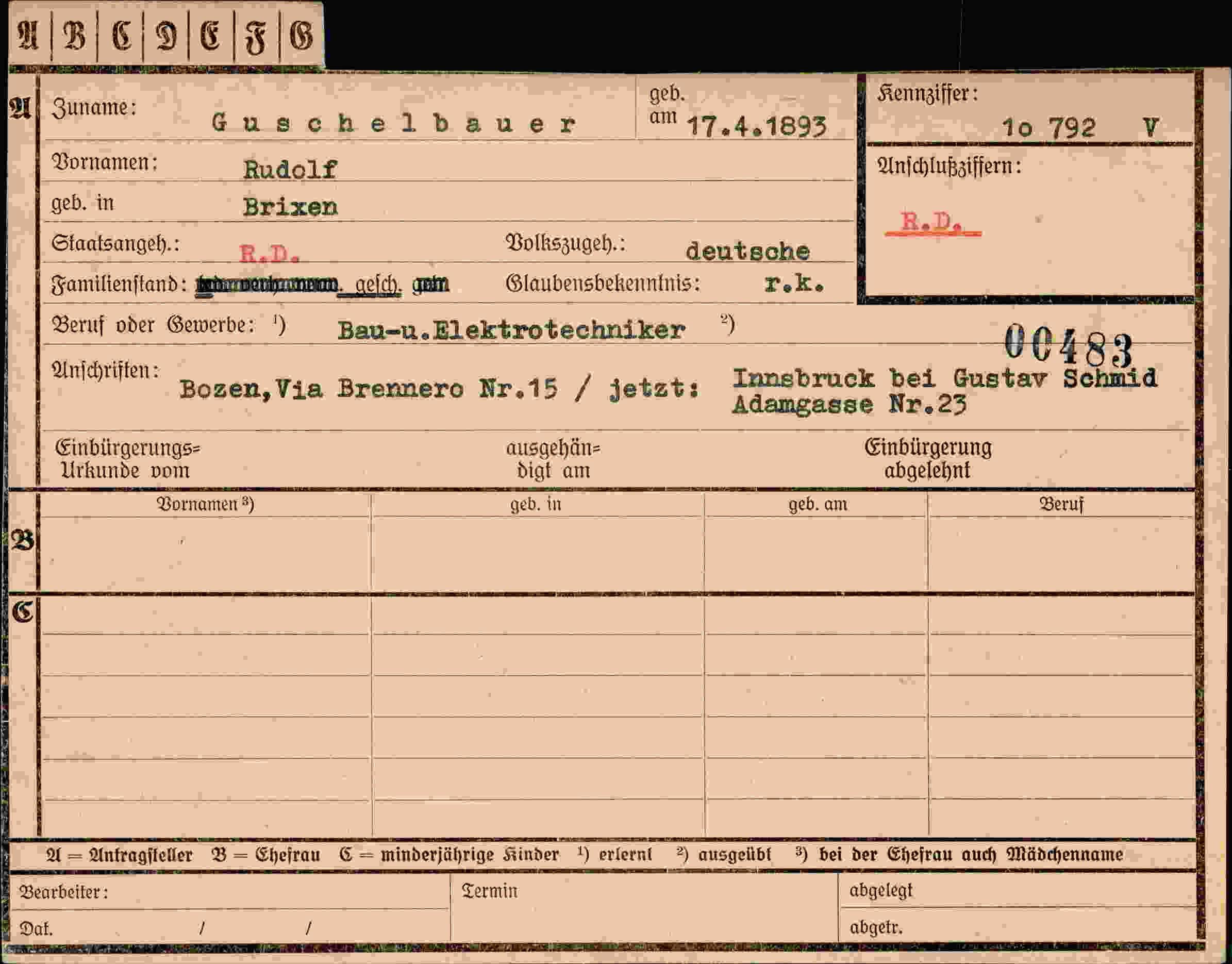 Vorderseite des Dokuments