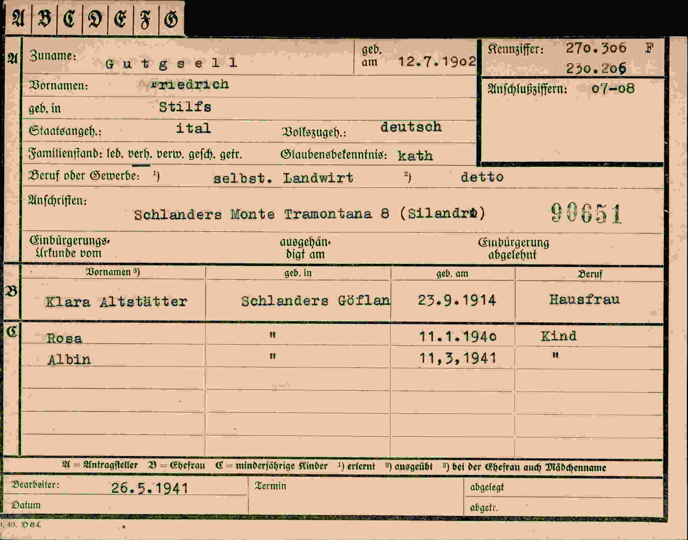 Vorderseite des Dokuments