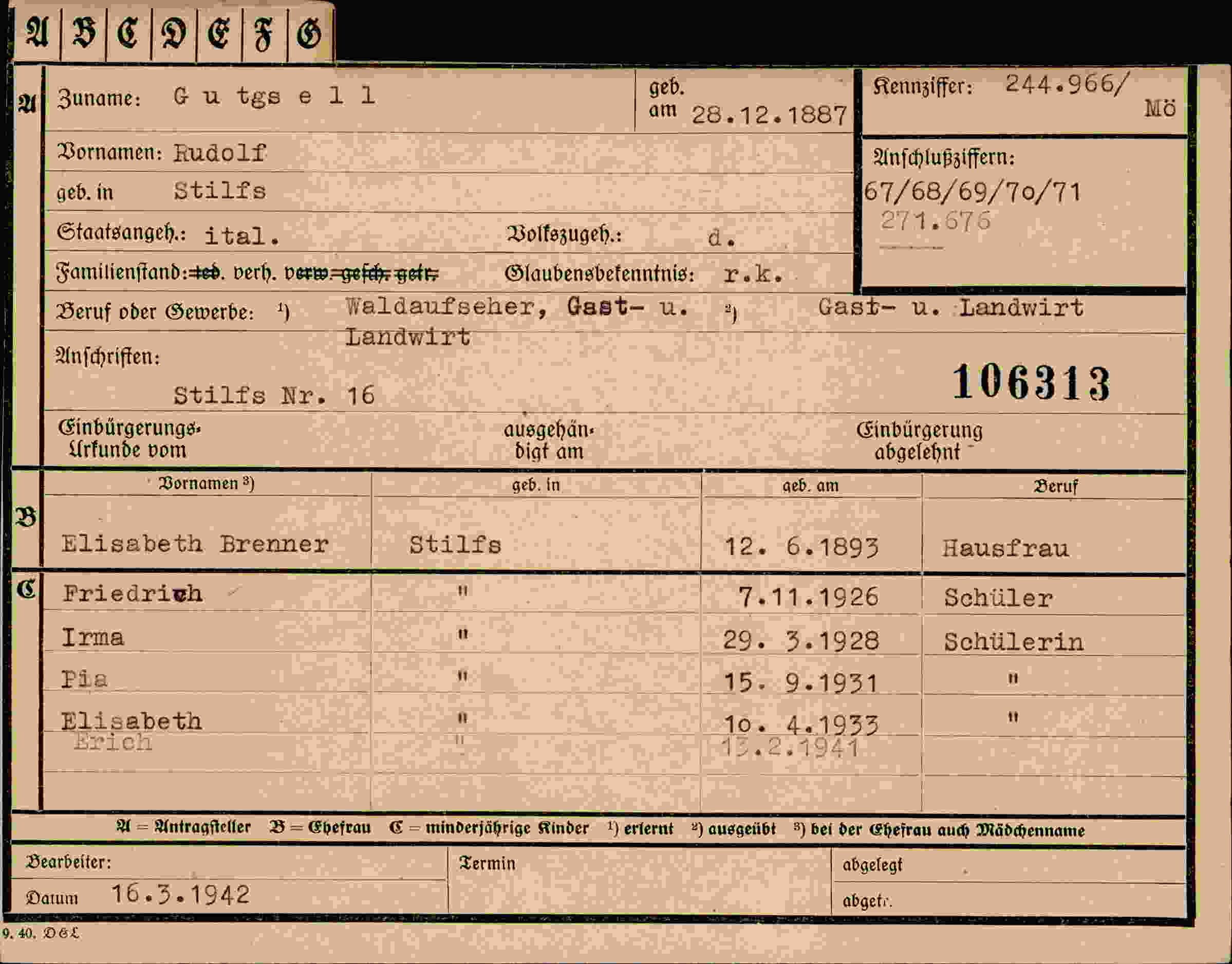 Dokument für Rudolf Gutgs e