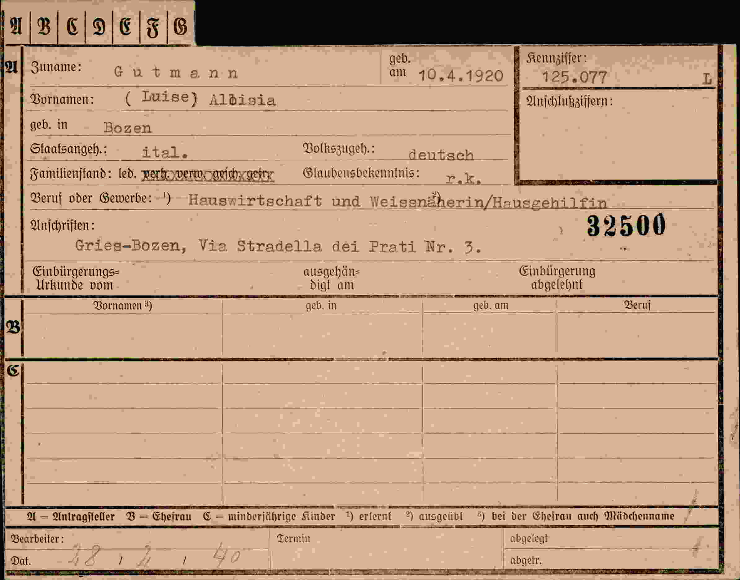 Vorderseite des Dokuments