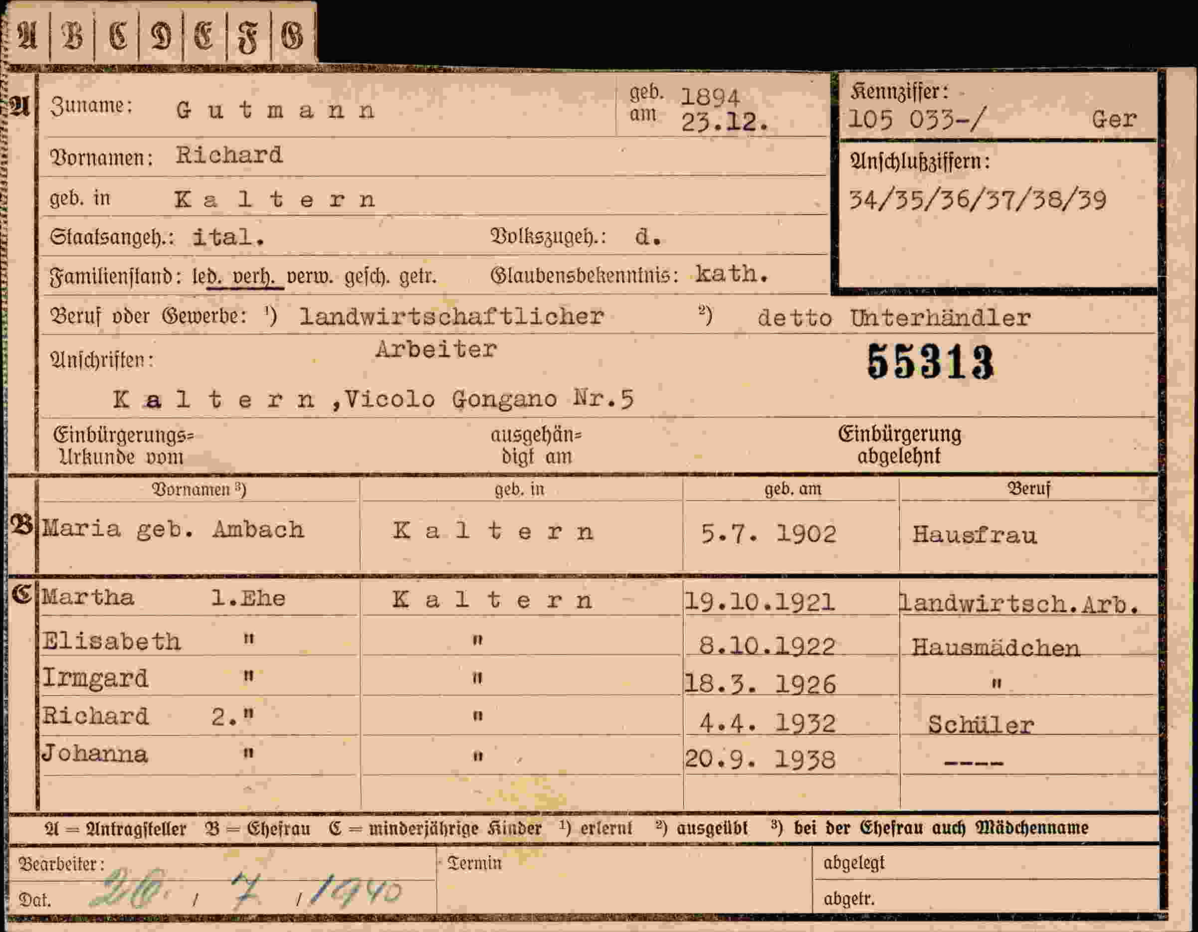 Vorderseite des Dokuments