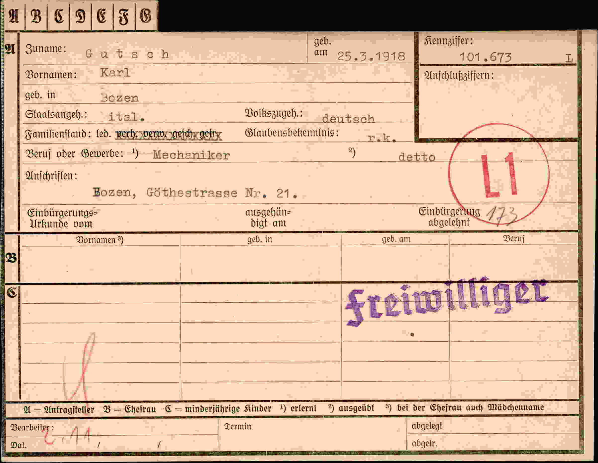 Vorderseite des Dokuments