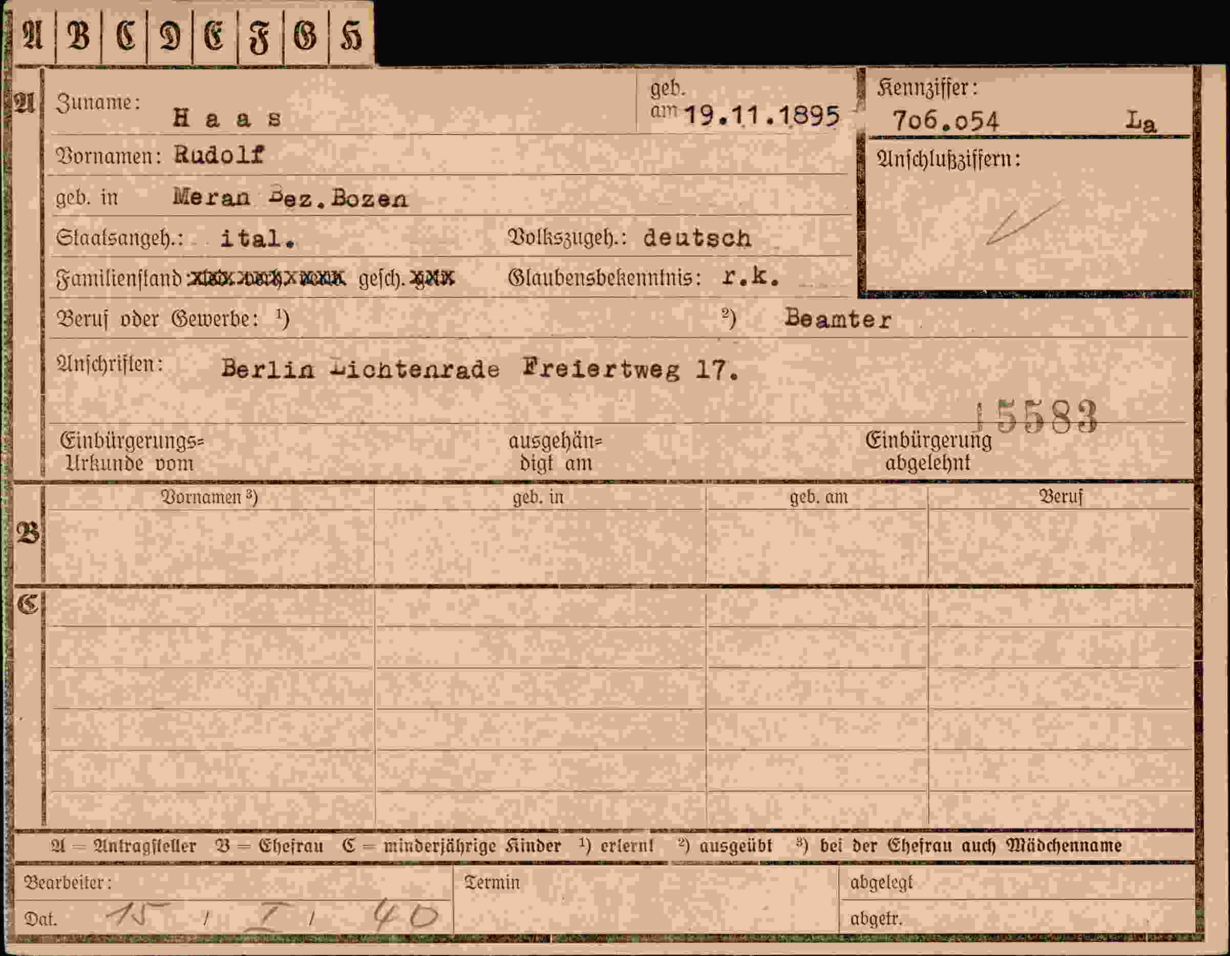 Dokument für Rudolf Haas