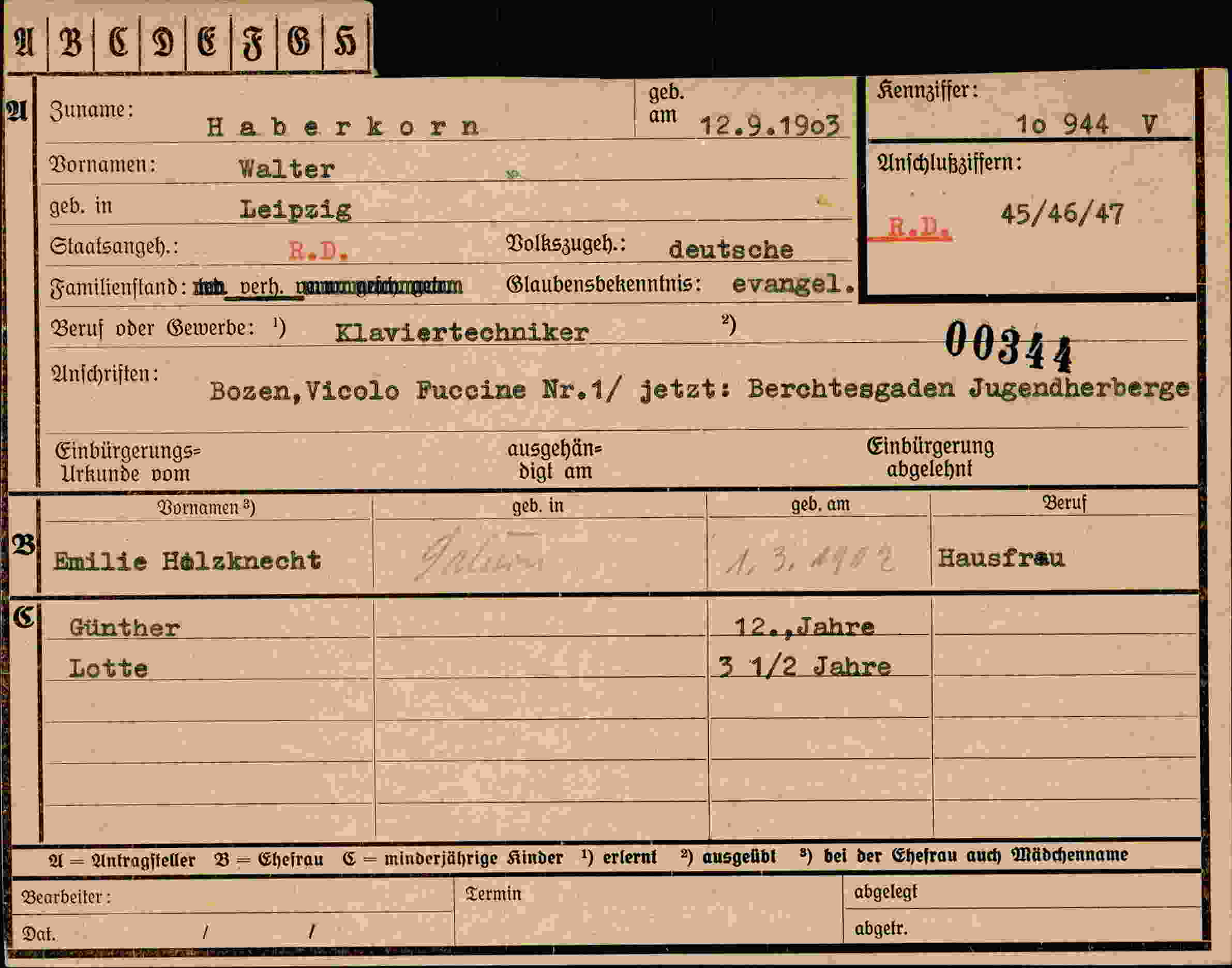 Vorderseite des Dokuments
