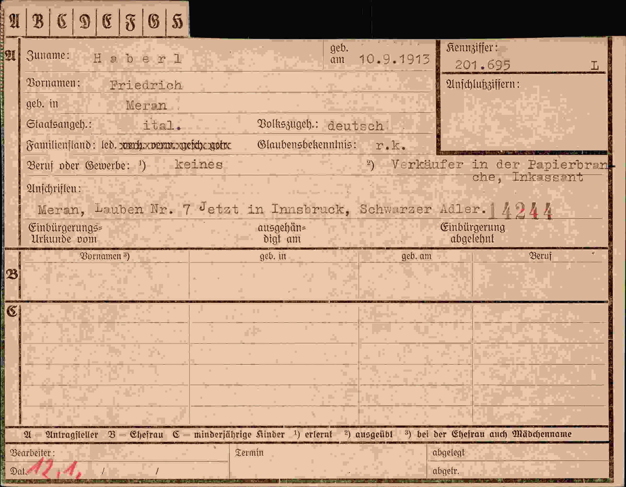 Dokument für Friedrich Haberl