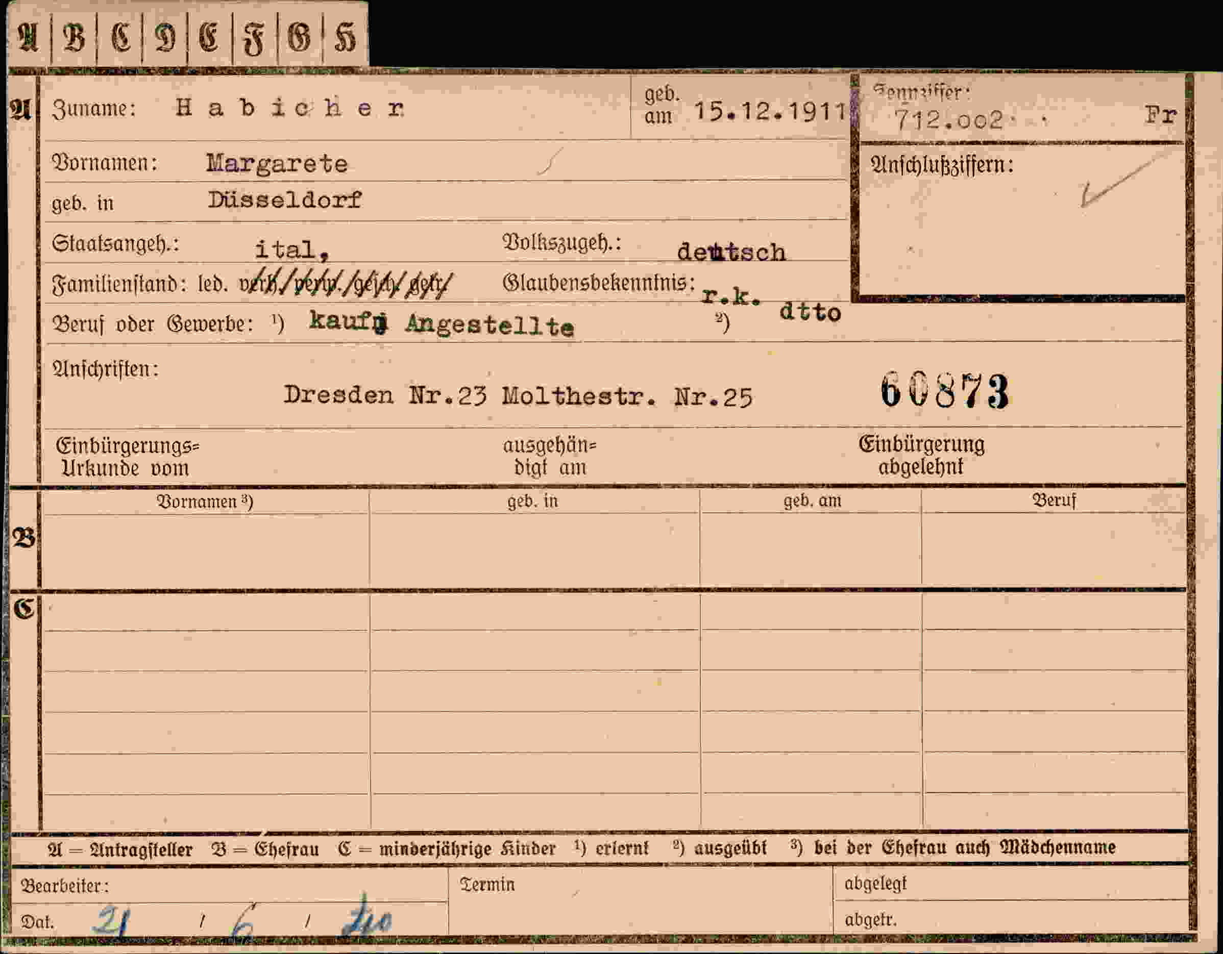 Dokument für Margarete Habicher