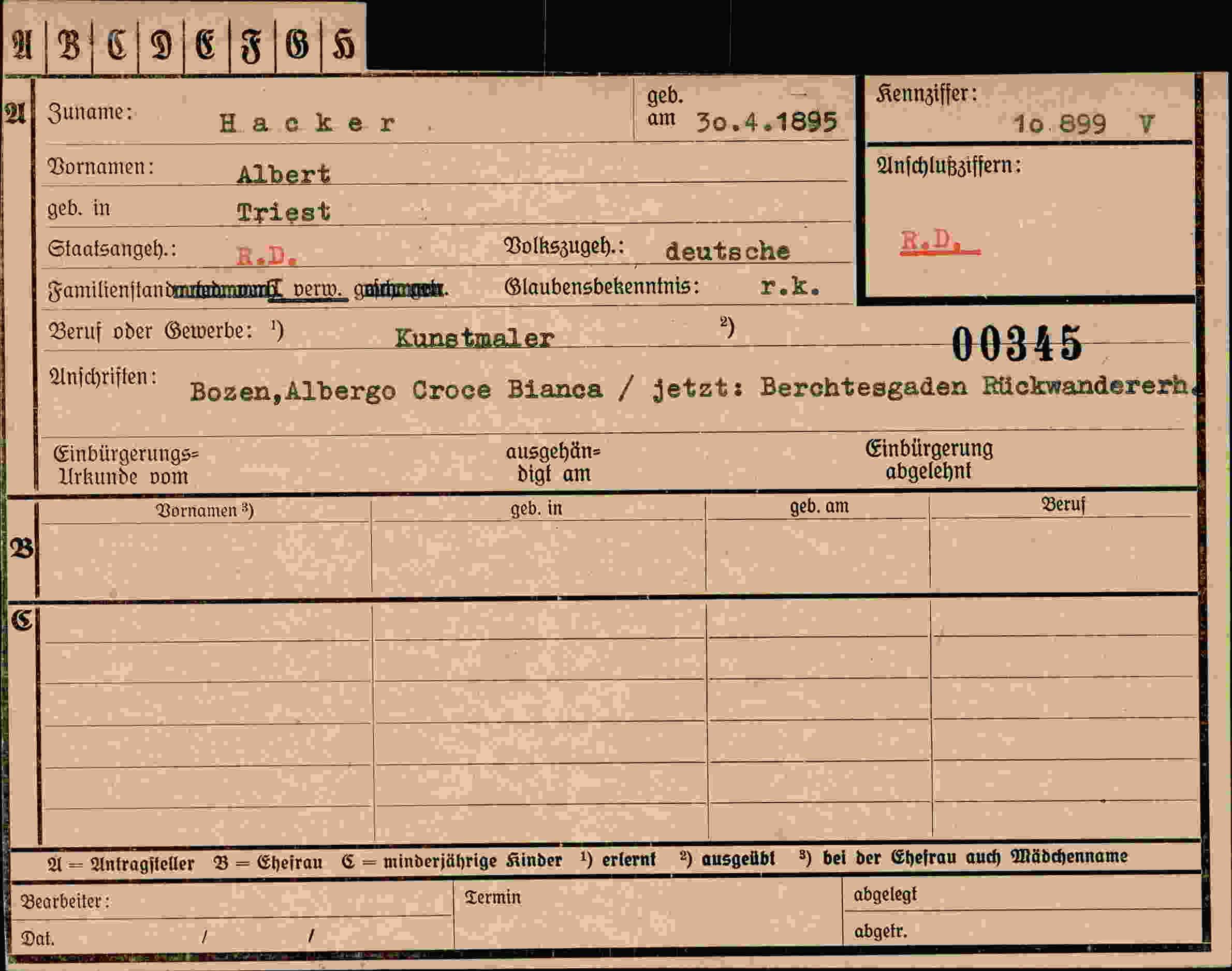 Dokument für Albert Hacker