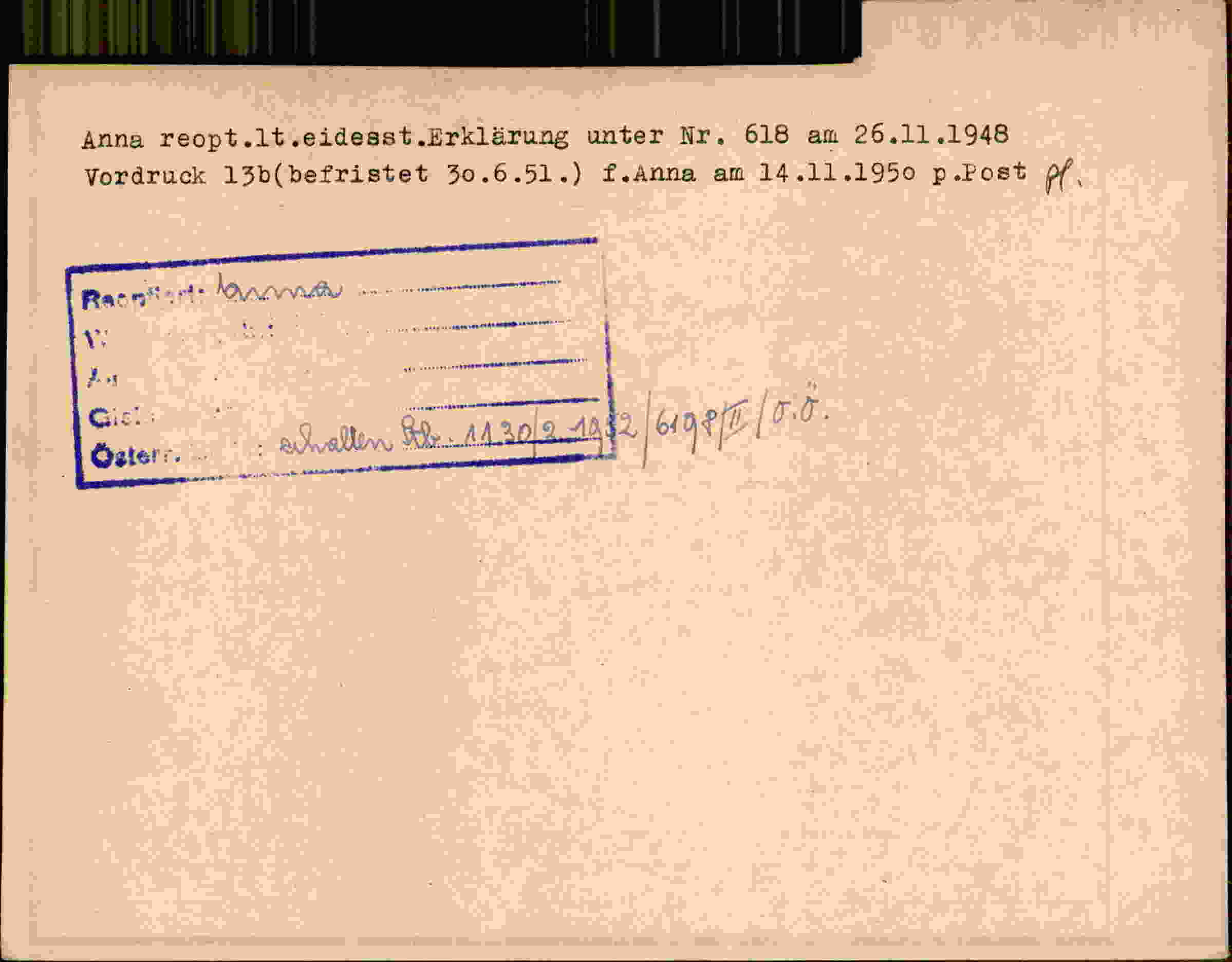 Rückseite des Dokuments