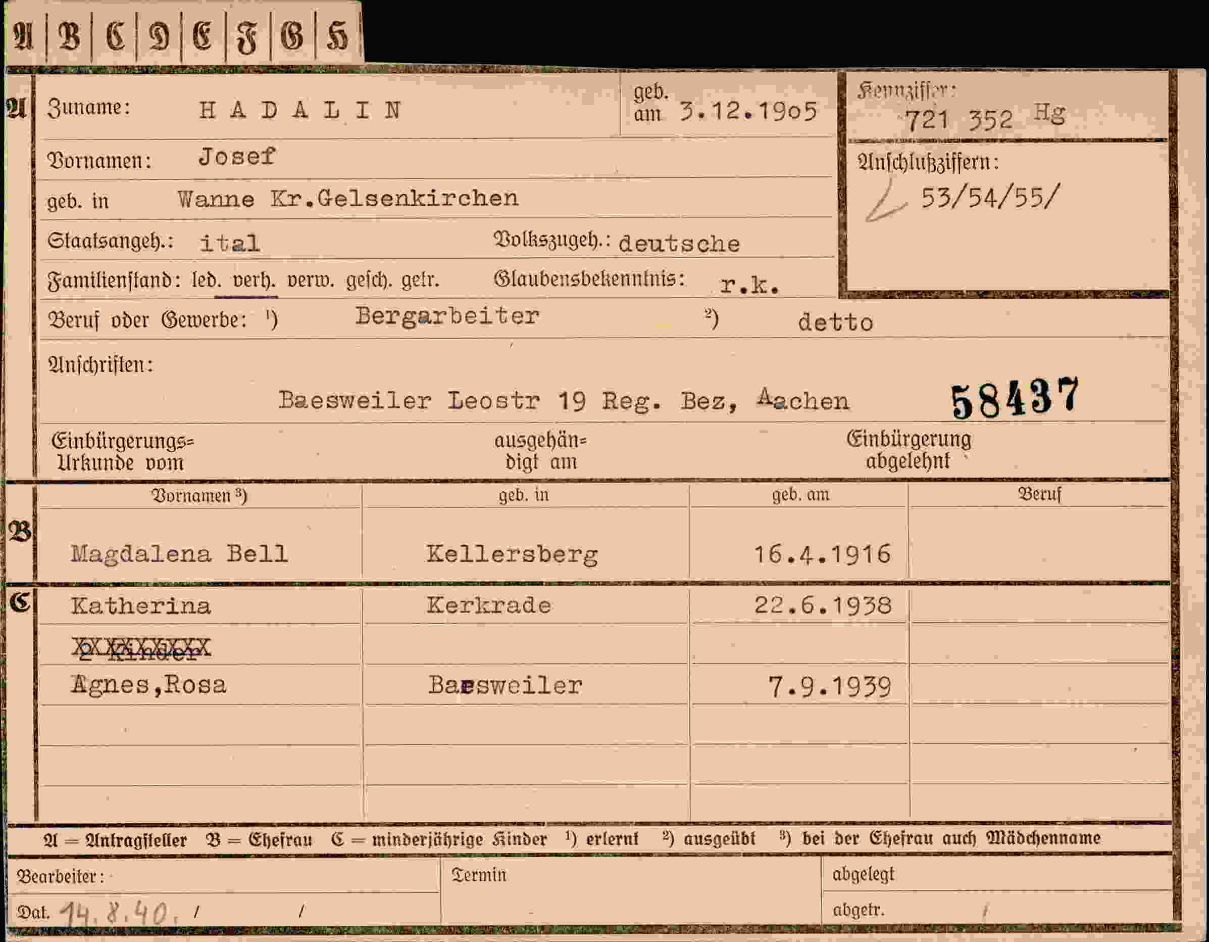Vorderseite des Dokuments