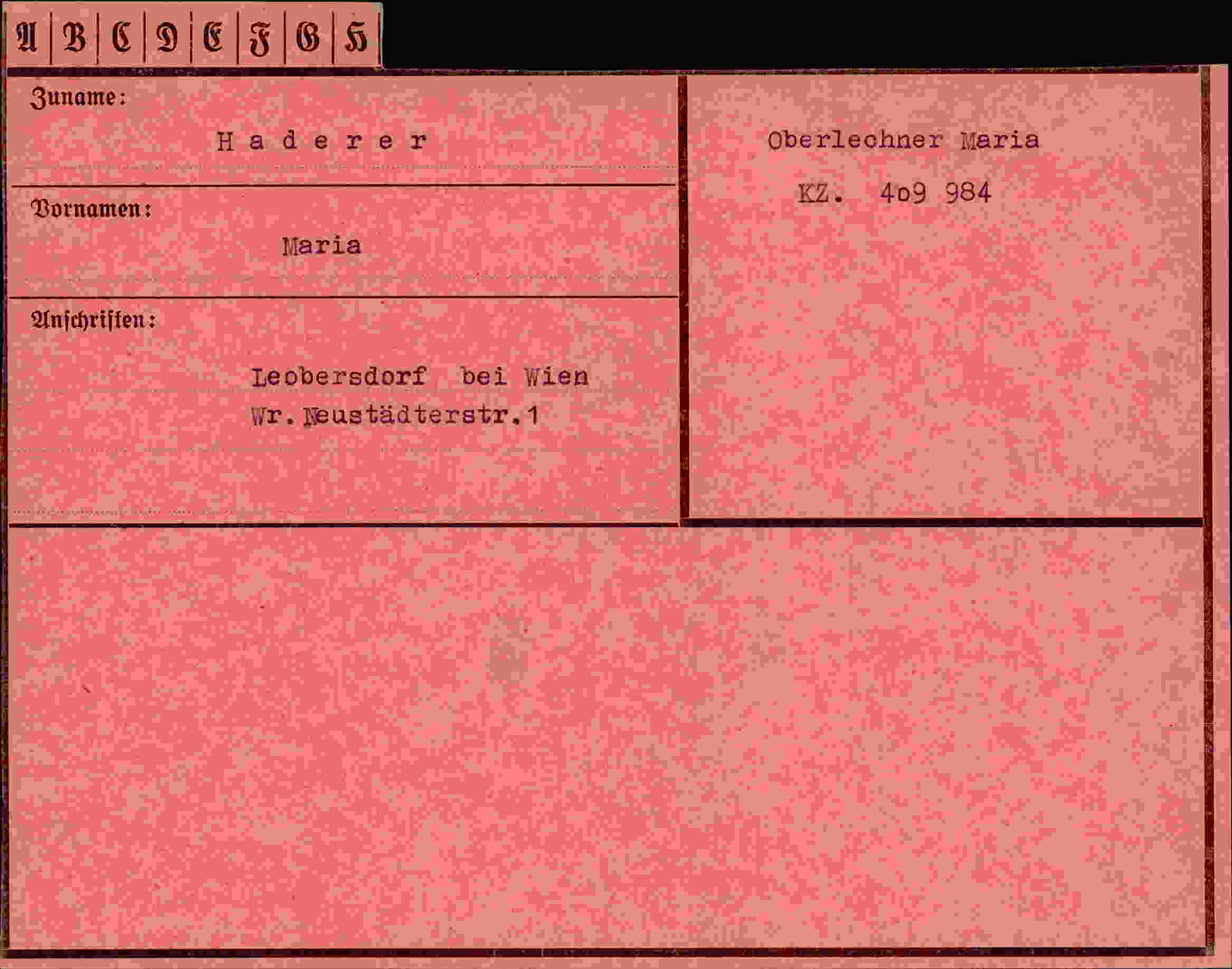 Dokument für Maria Haderer