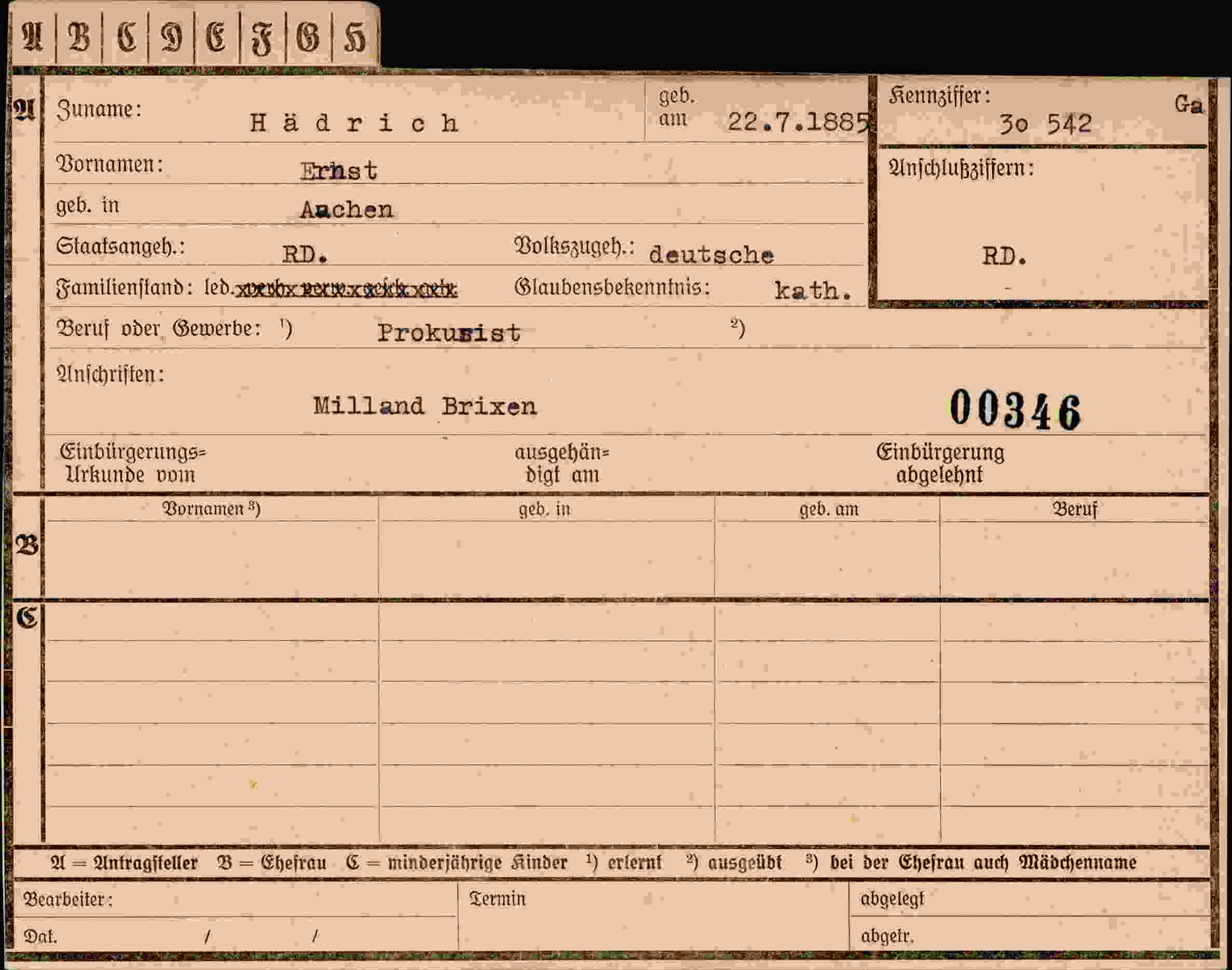Dokument für Ernst Hädrich