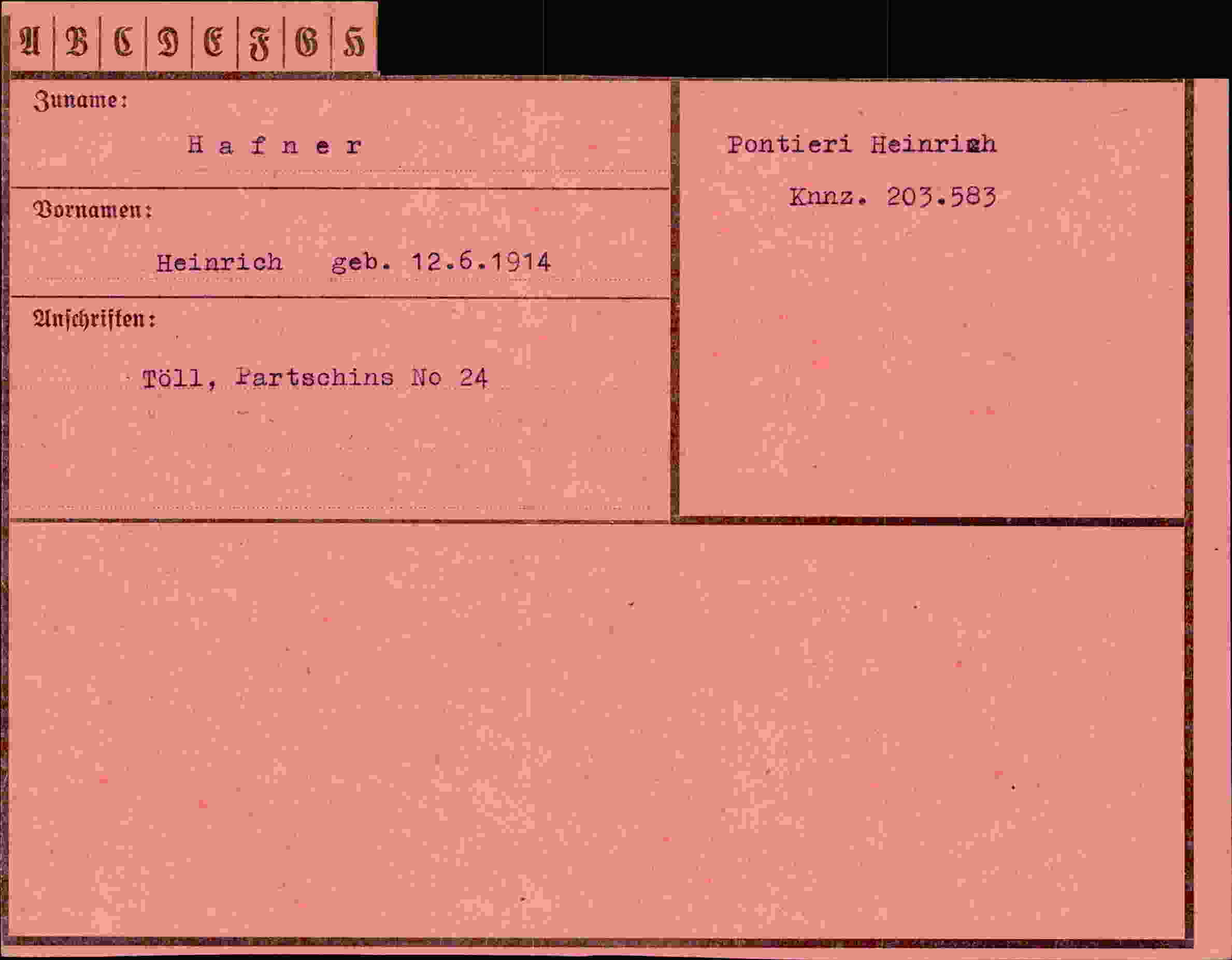 Dokument für Heinrich Hafner