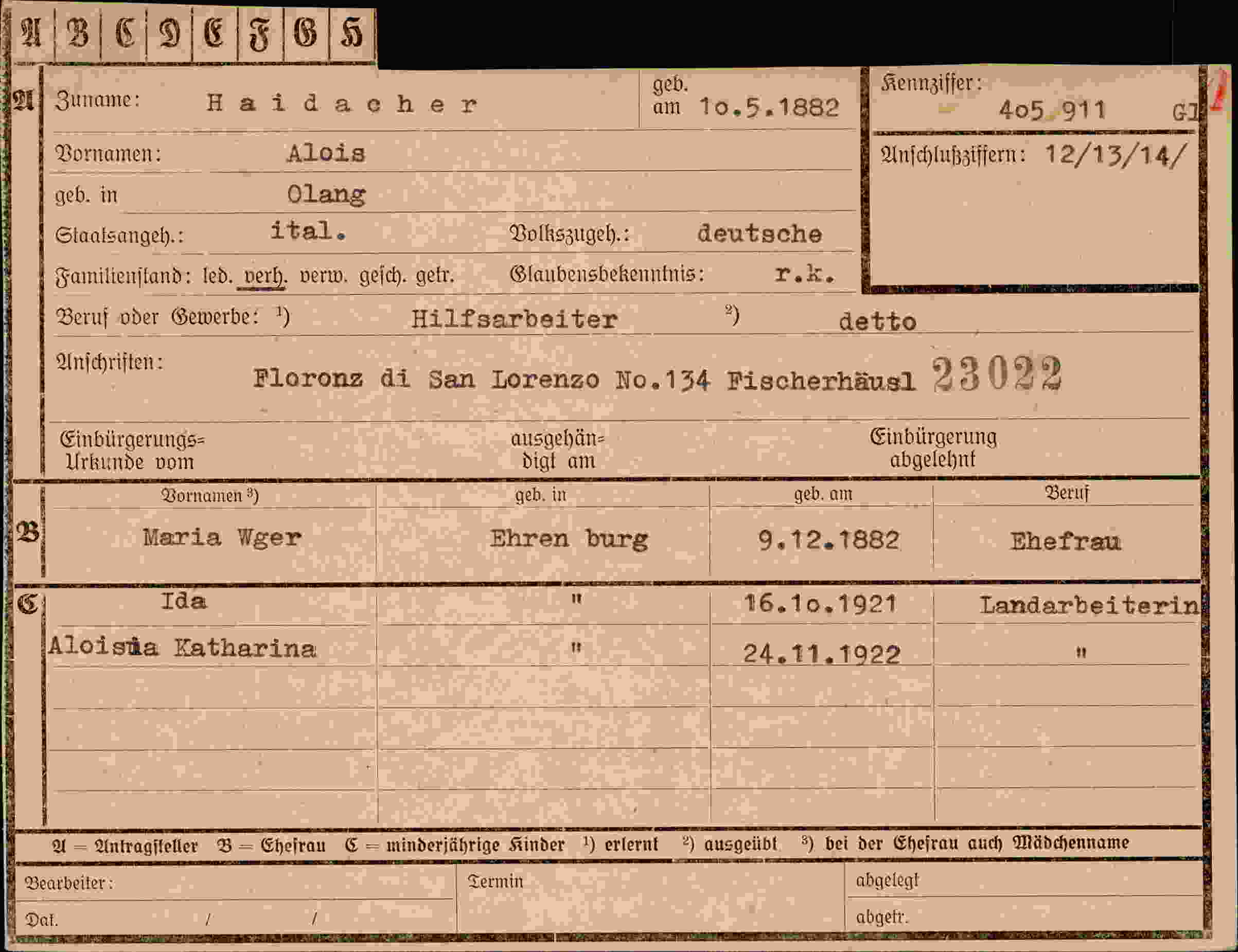 Dokument für Alois Haidacher