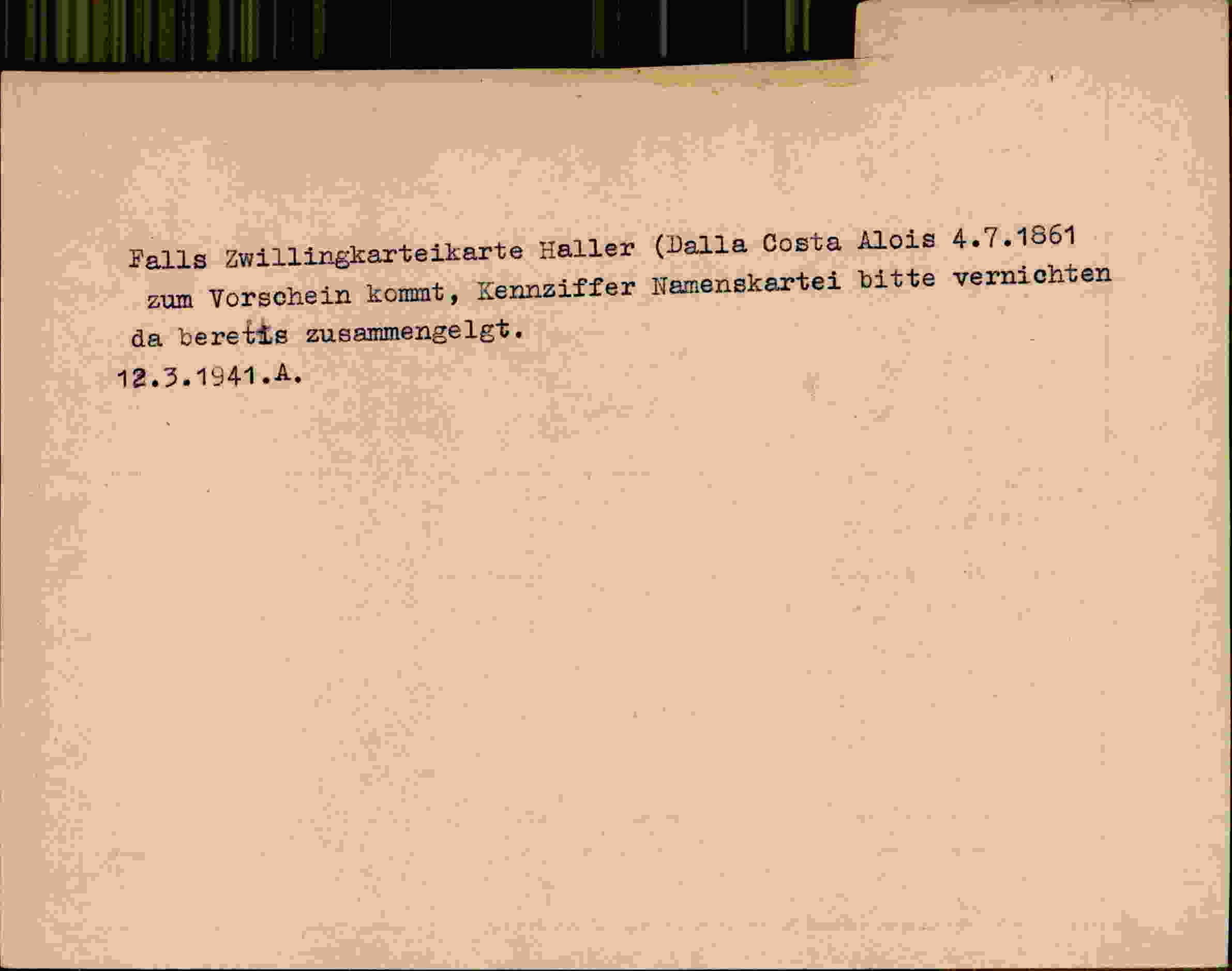 Rückseite des Dokuments