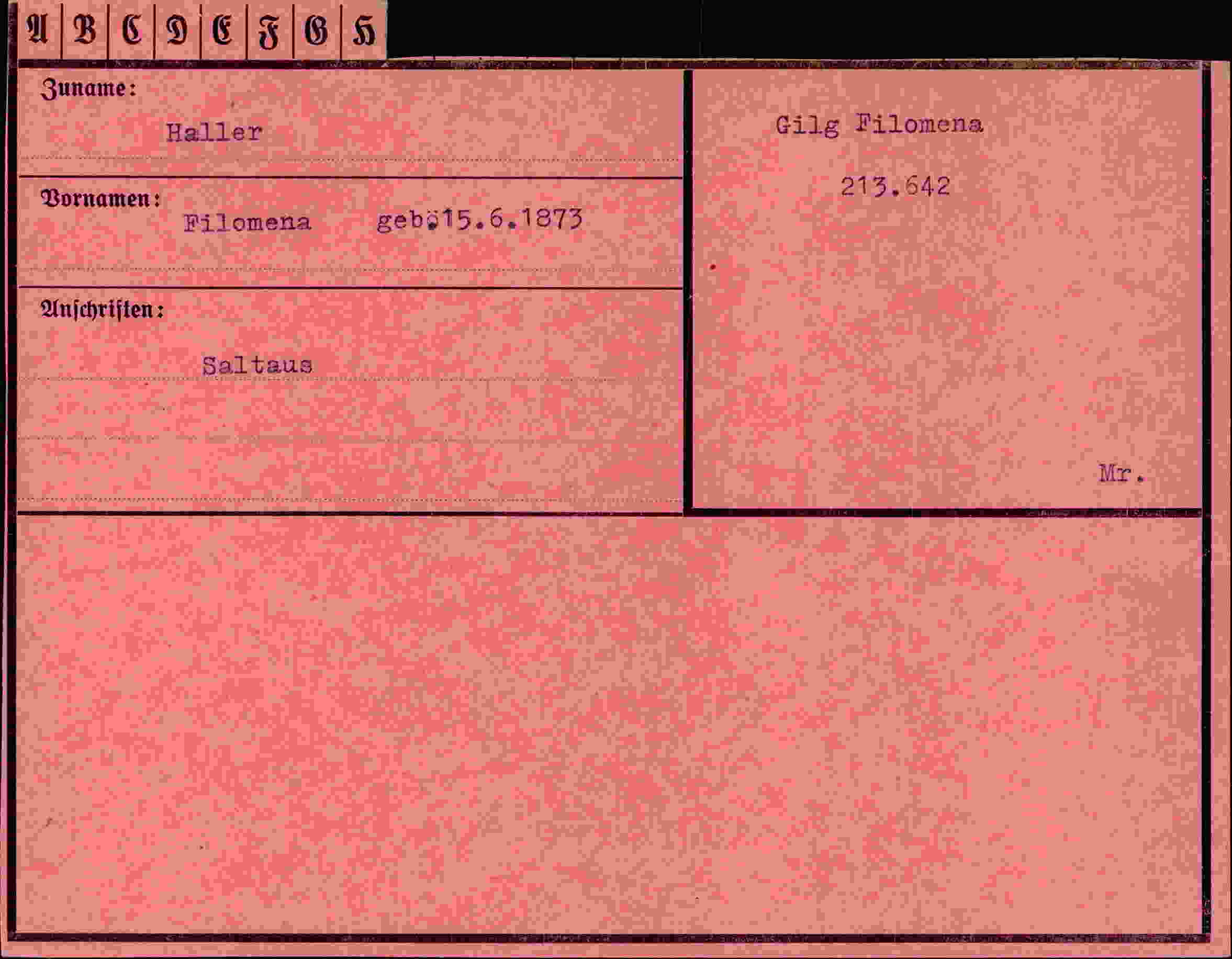 Dokument für Filomena Haller