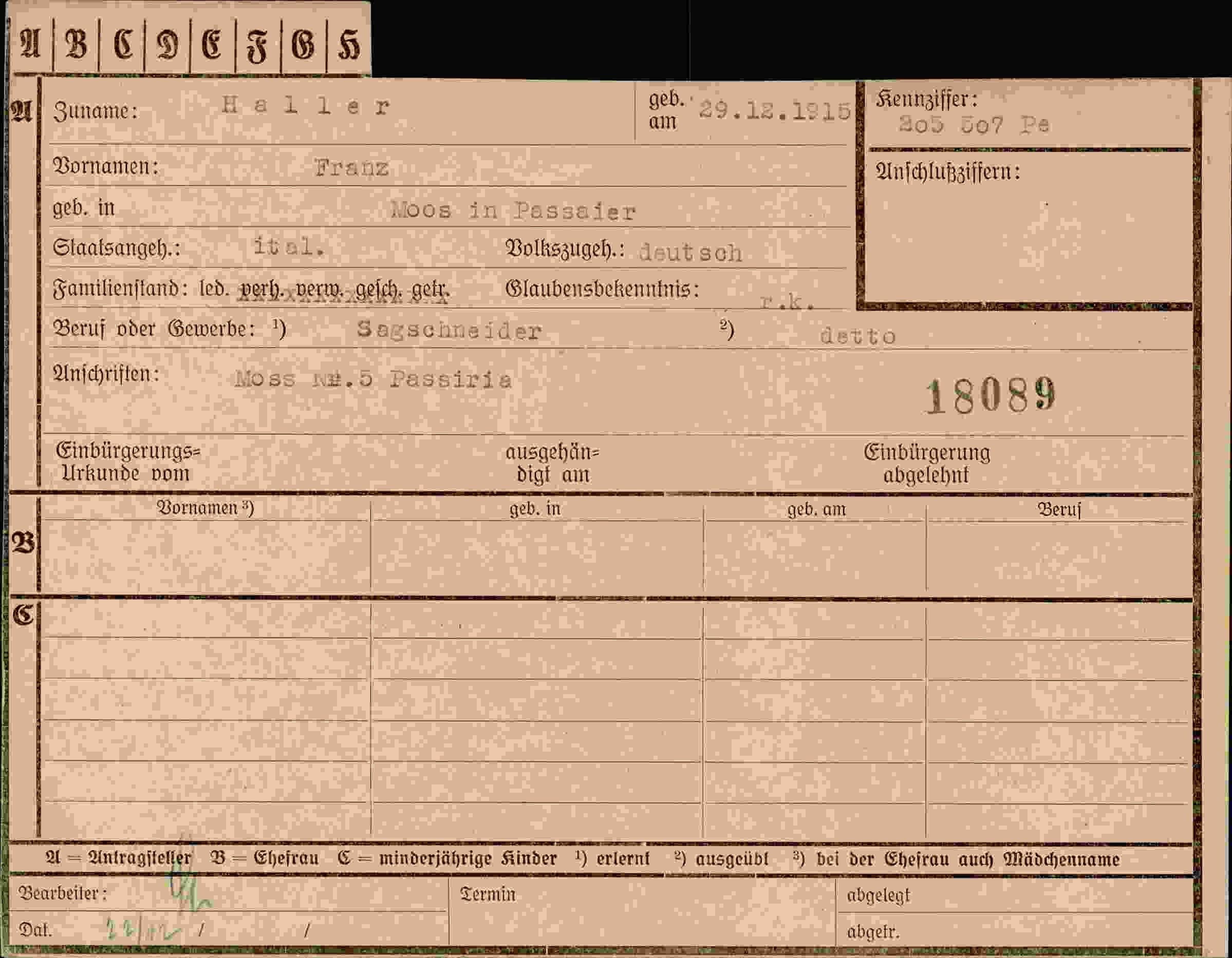 Dokument für Franz Haller
